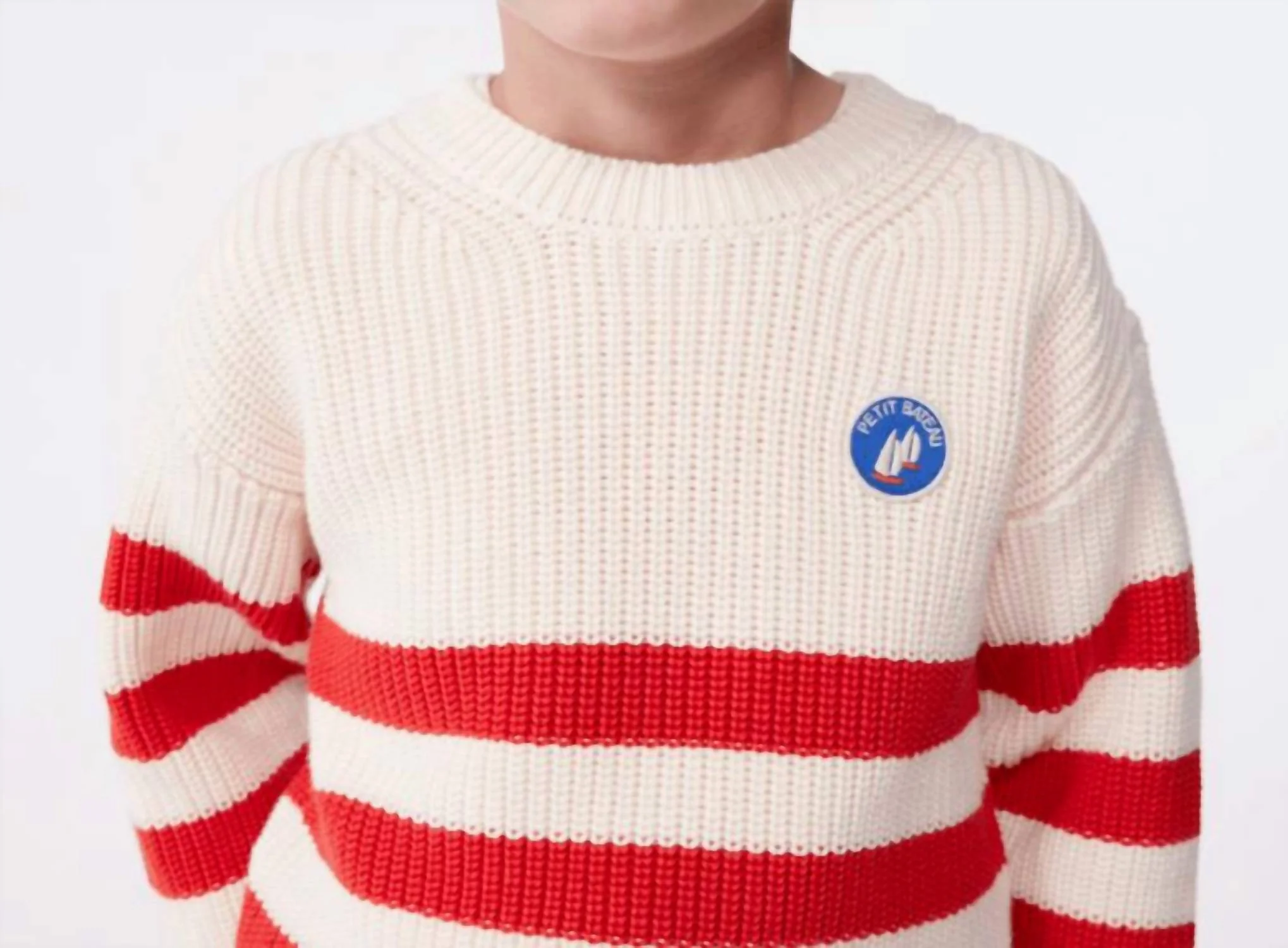 Captain Striped Sweater Top In Red - Image 2