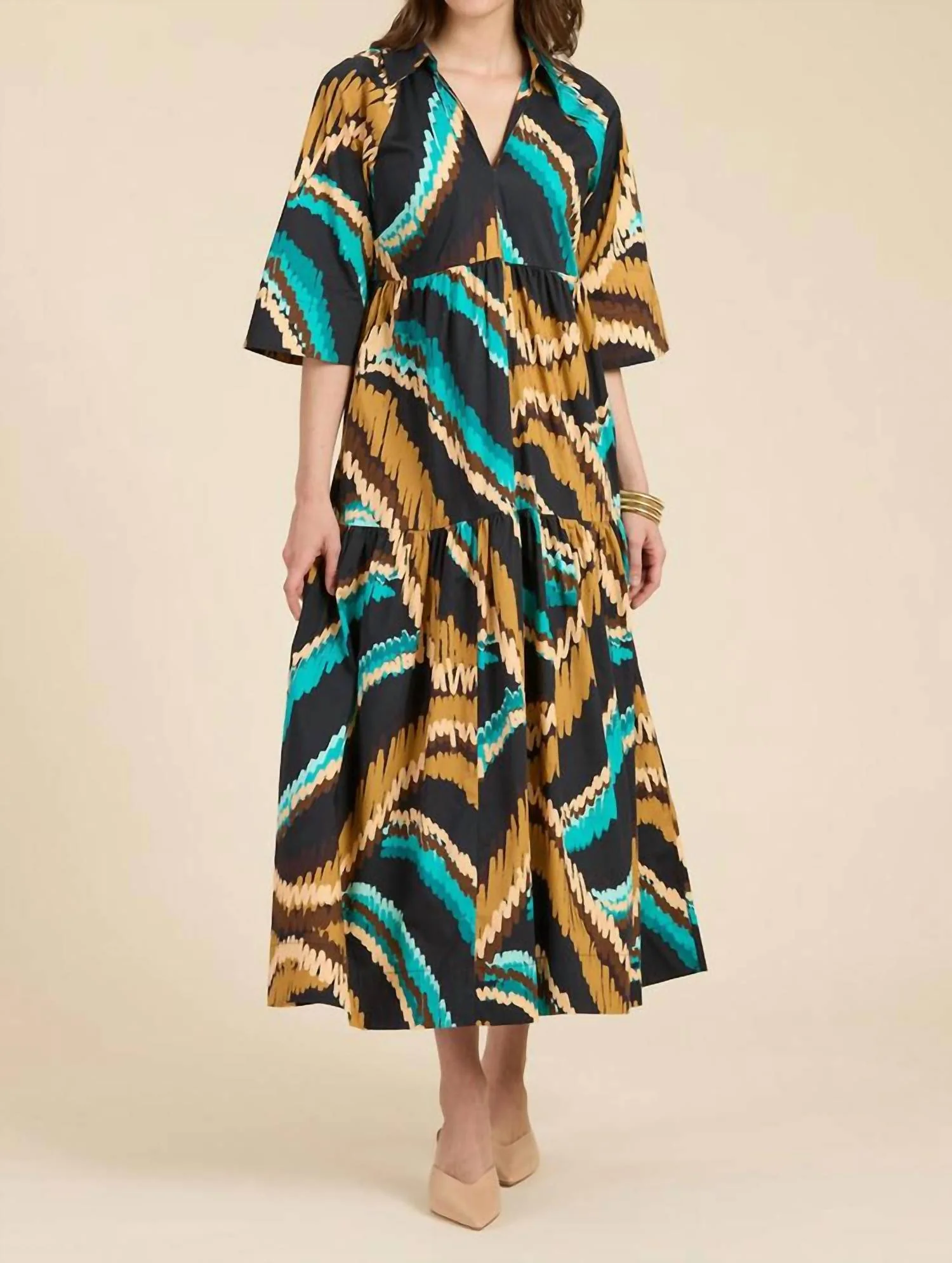 Cara Midi Dress In Sound Wave