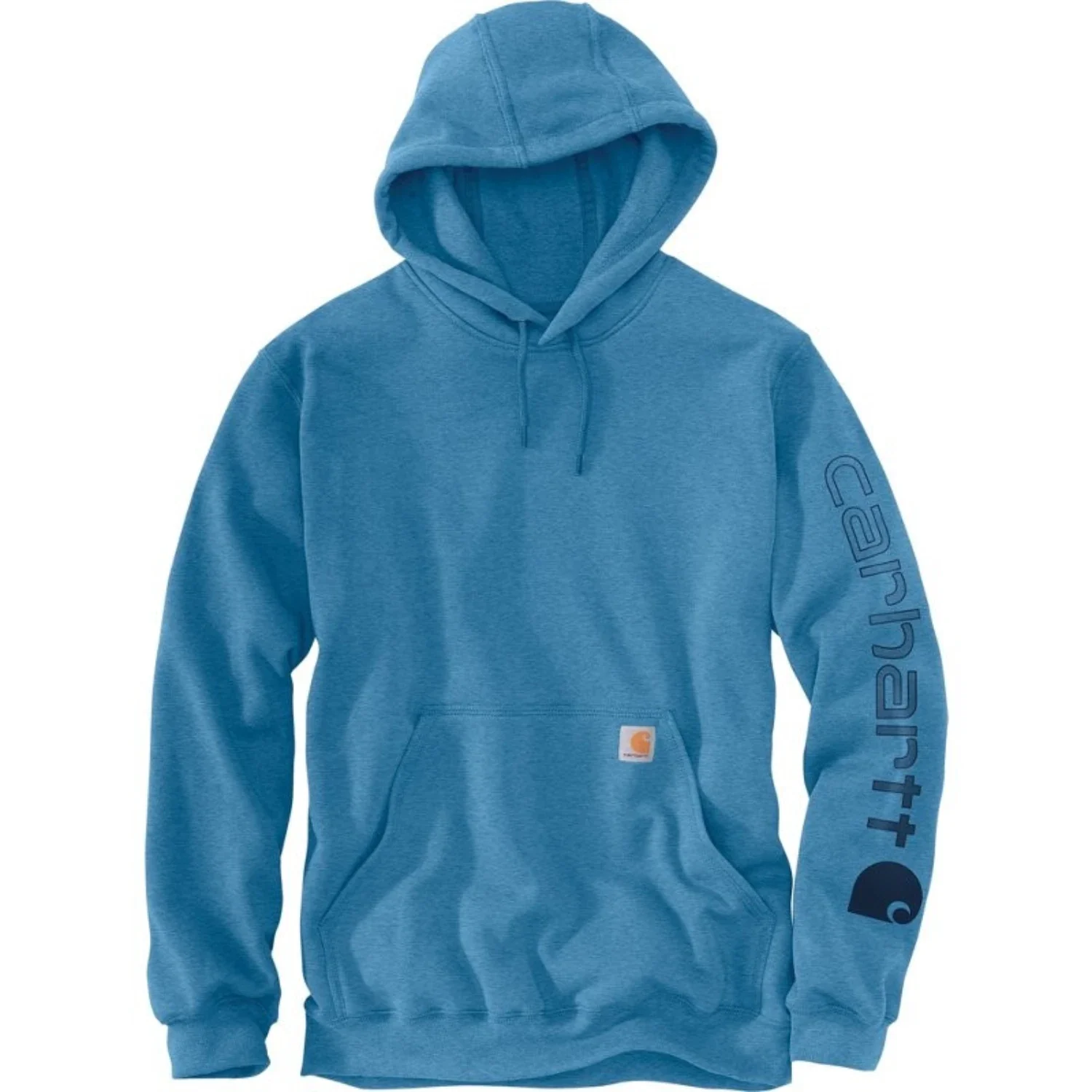 Carhartt Hoodie Men Blue Heather Graphic Loose Fit Midweight Logo Sleeve JAX1151 - Image 5