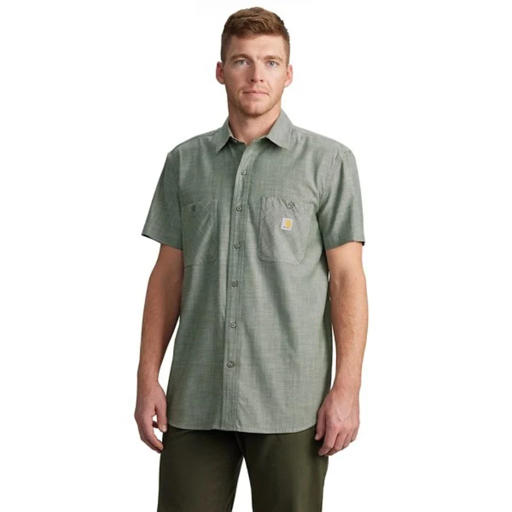 Carhartt Rugged Flex Shirt Mens Green Plaid Short Sleeve Button Up DSGL727