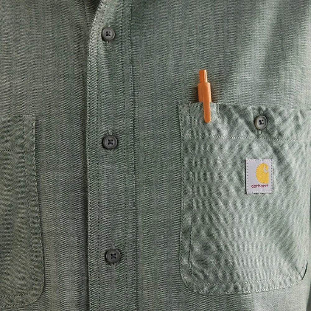 Carhartt Rugged Flex Shirt Mens Green Plaid Short Sleeve Button Up DSGL727 - Image 5