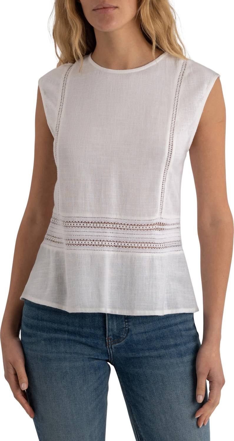 Carly Crochet Lattice Top In White