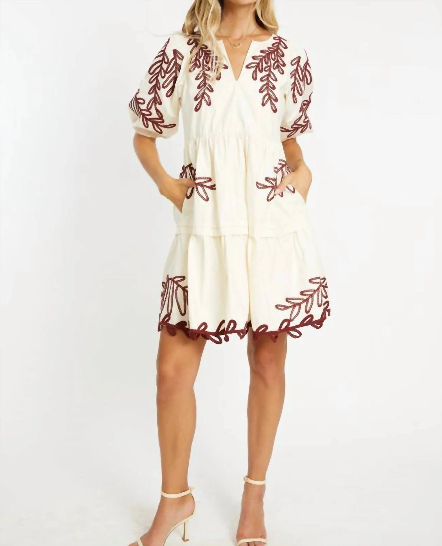 Carrie Mini Dress In Ivory/chocolate