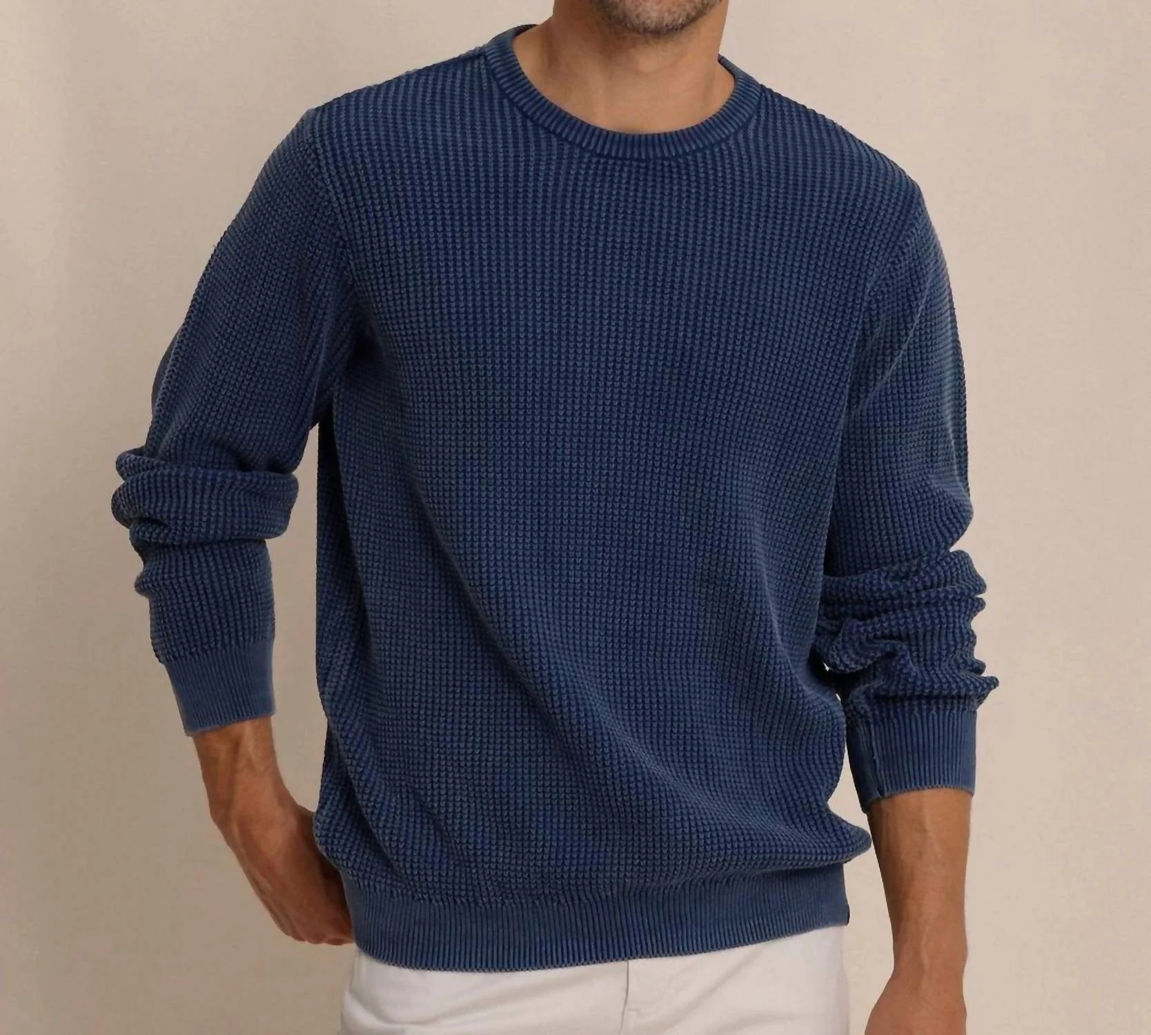Carrington Garment Dyed Crew Sweater In Dress Blue
