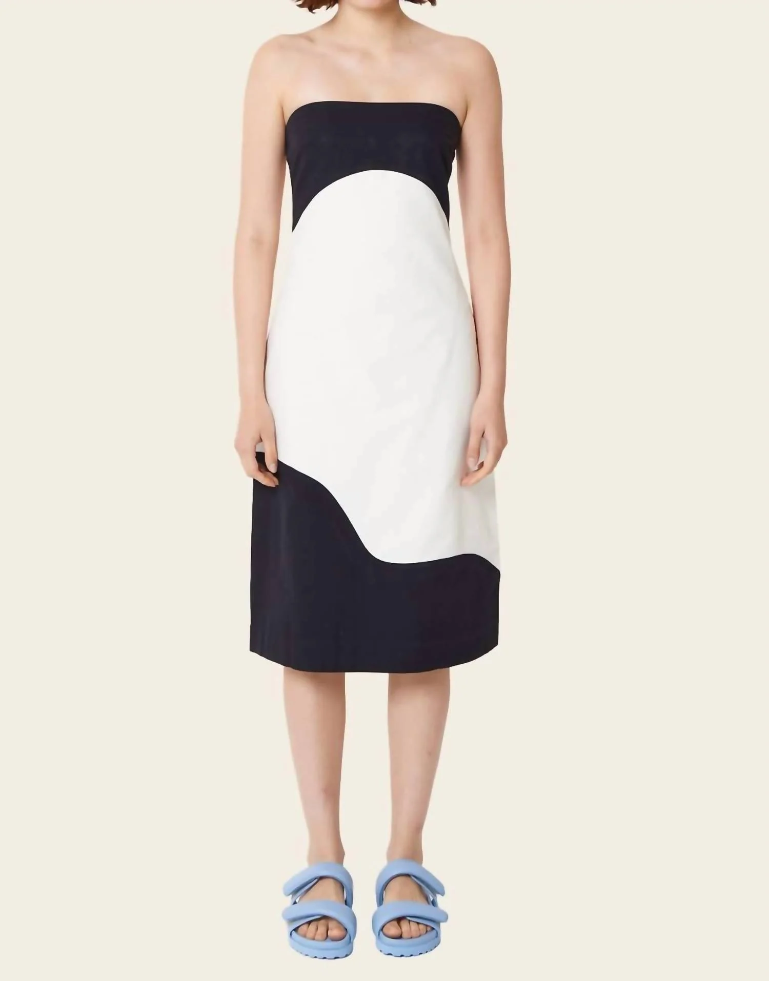 Carter Strapless Midi Dress In Yin And Yang
