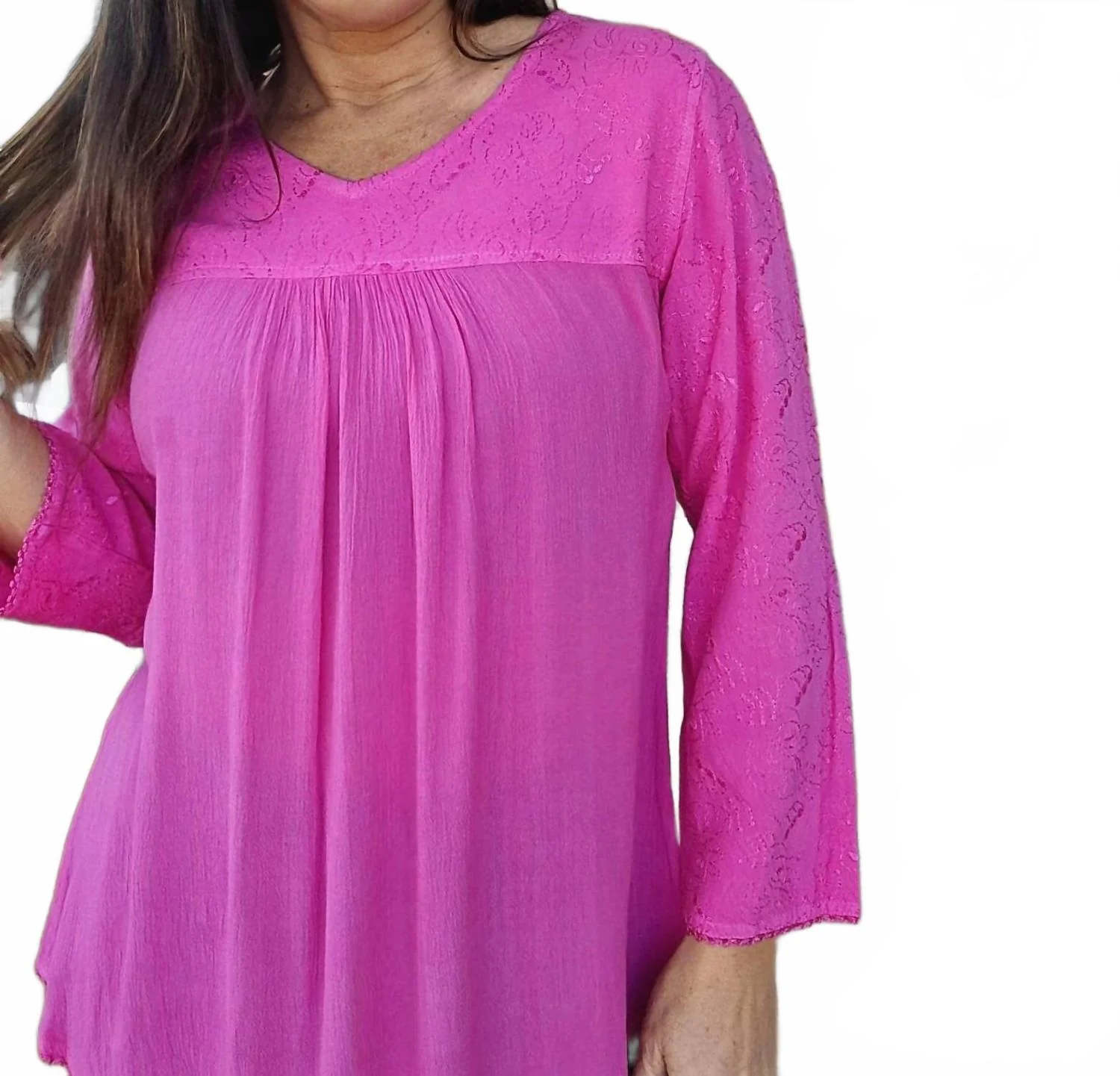 Casey Embroidered Top In Pink