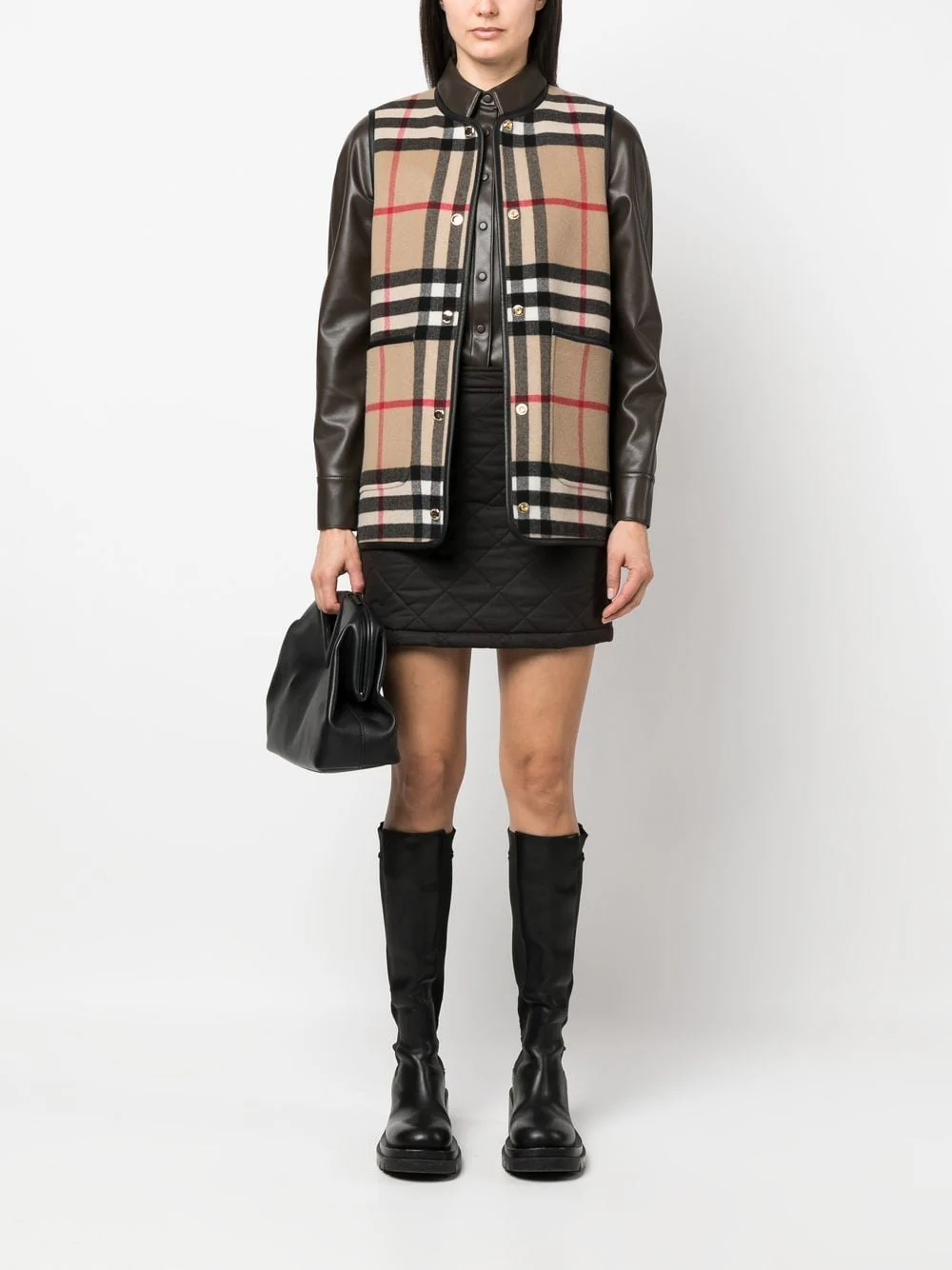 Casia Brown Waxed Cotton Mini Skirt - Image 4