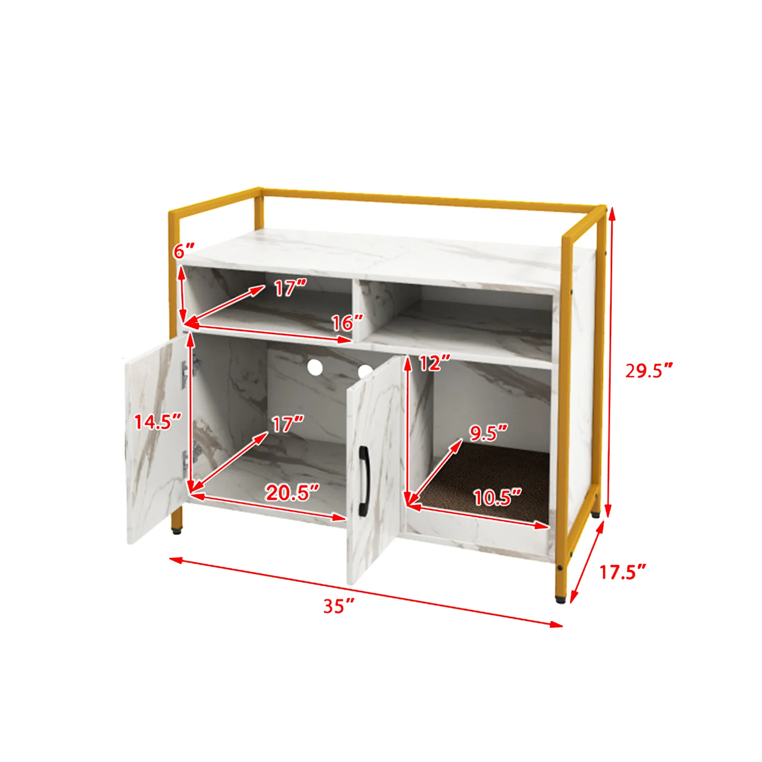 Cat Litter Box Cover with Dual Door Design and Scratch Surface - Image 3