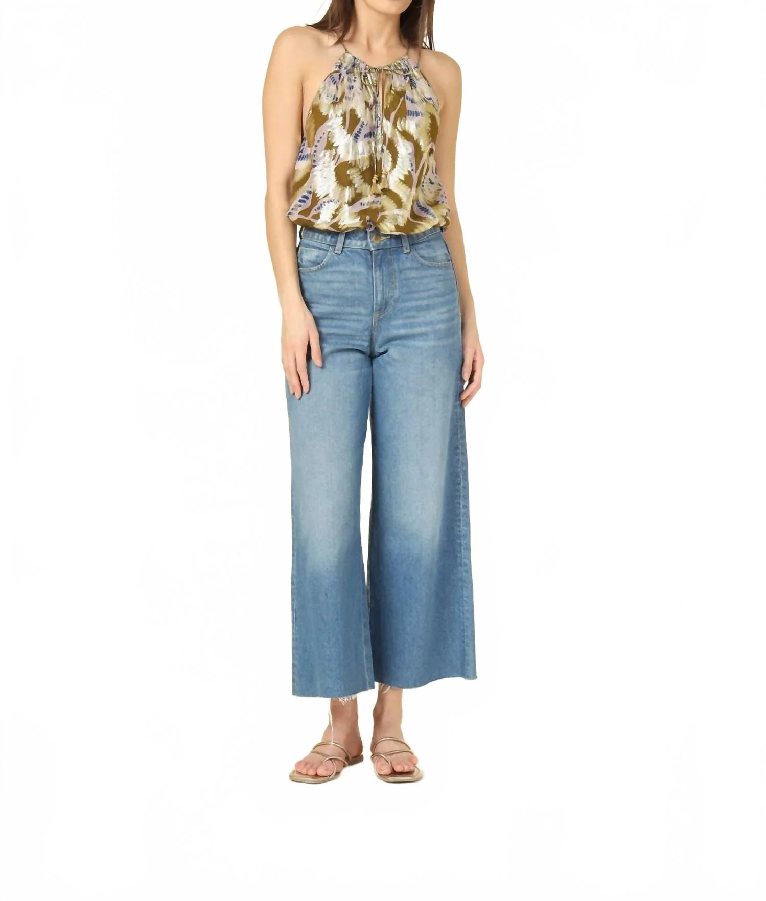 Catalina Halter Blouse In Lia Artichoke