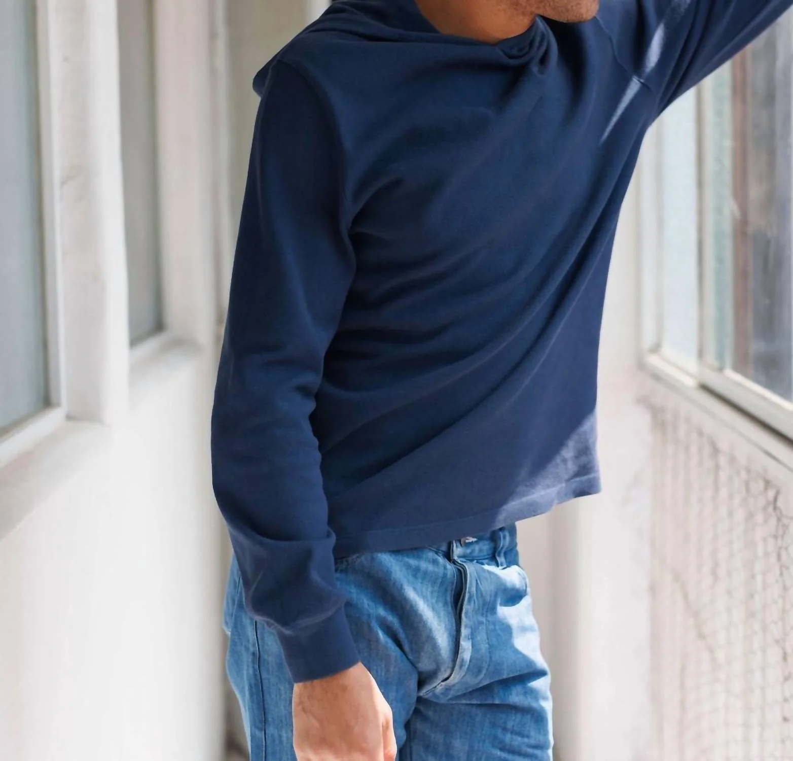 Caza Cotton Hoodie In Indigo - Image 2
