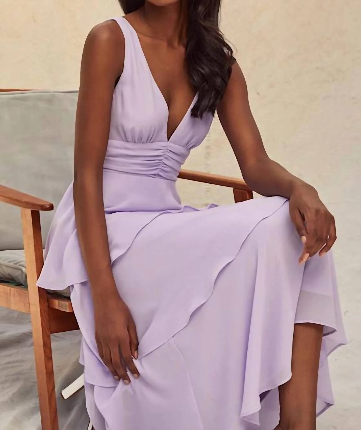 Celebration Time Sleeveless Tiered Midi Dress In Lavender - Image 5