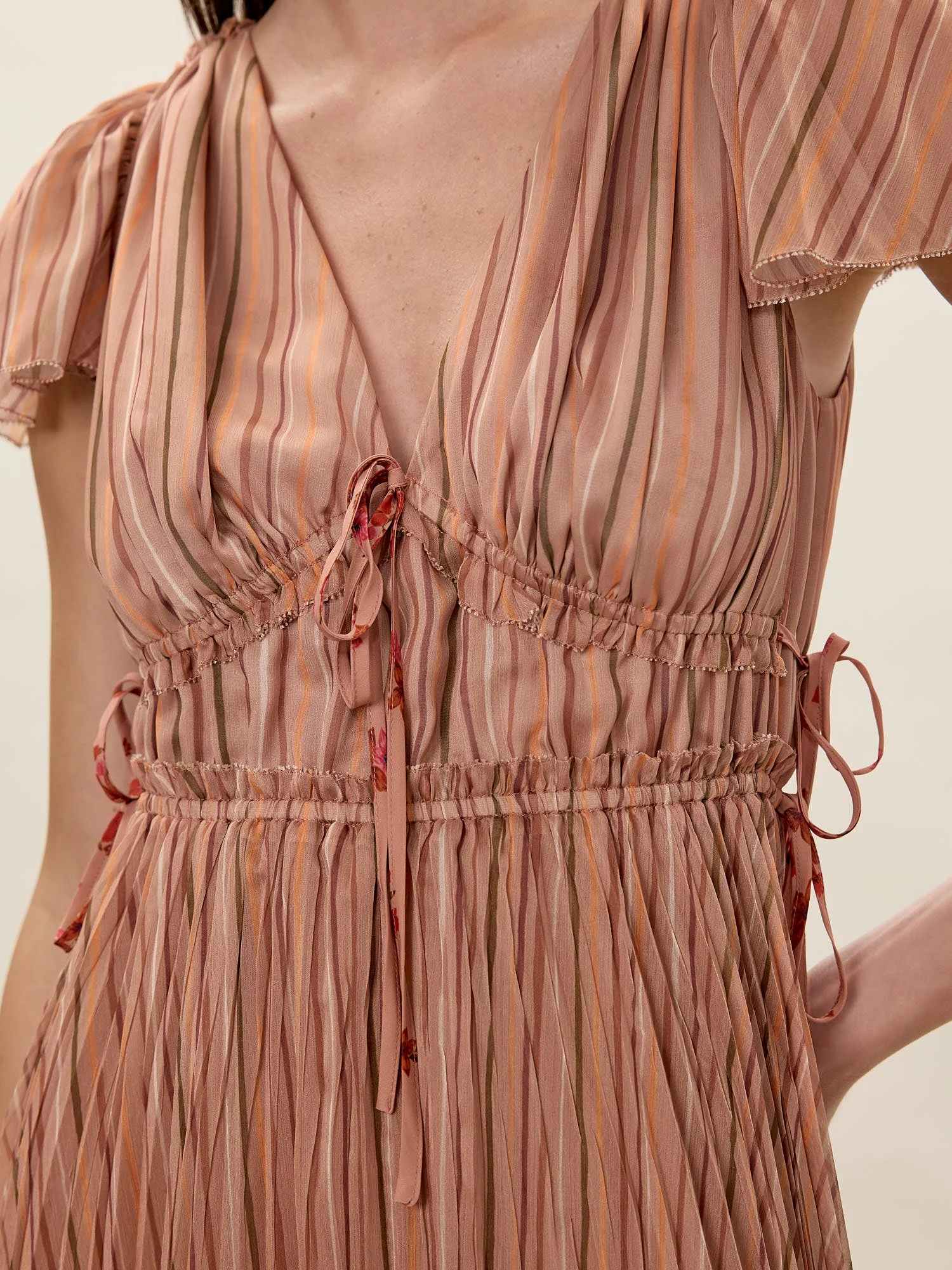 Celeste Stripe Pleated Dress - Image 5