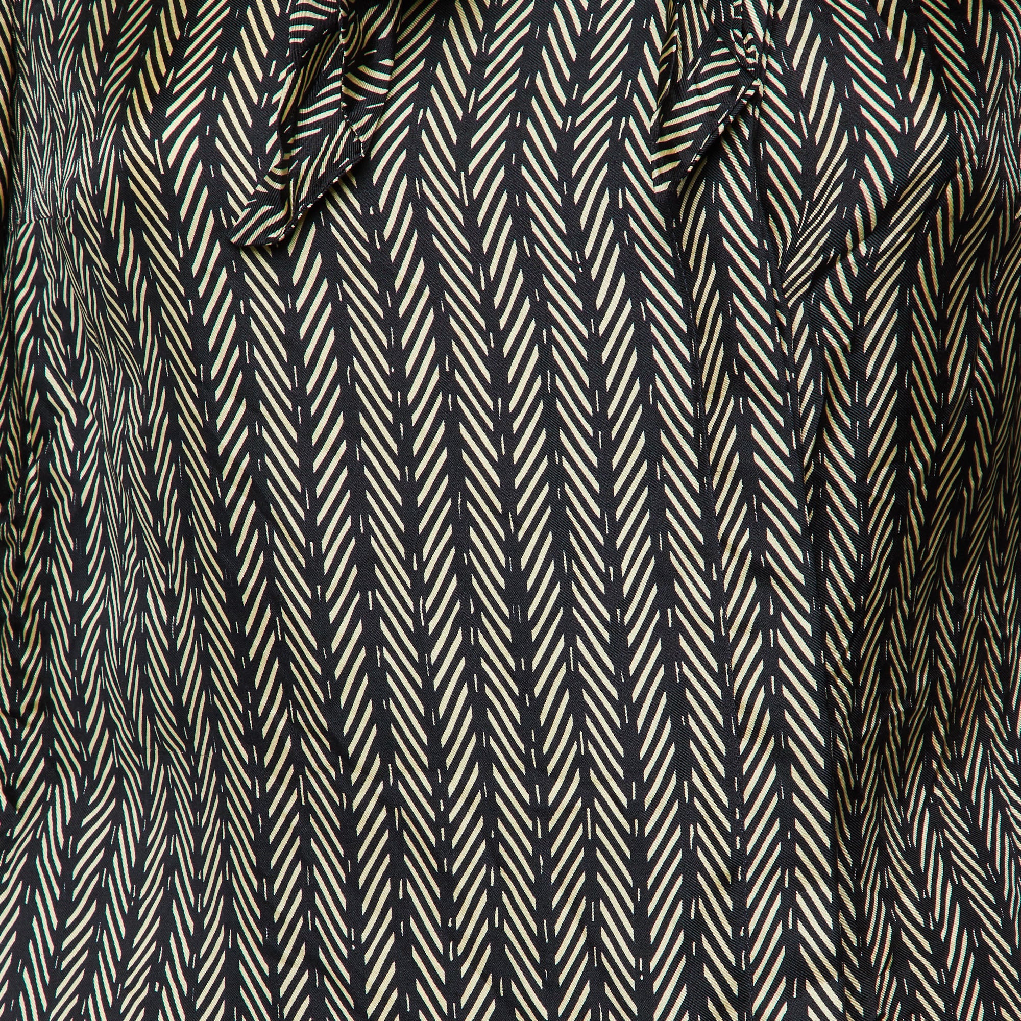 Ch Carolina Herrera Black Herringbone Print Silk Shirt Dress - Image 4