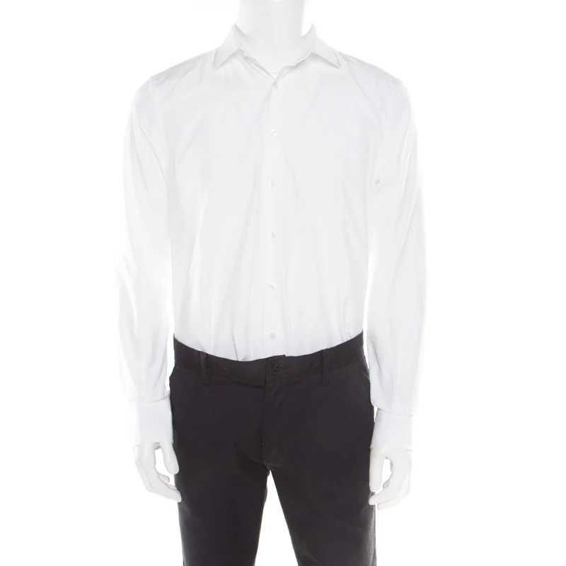 Ch Carolina Herrera White Cotton Long Sleeve Button Front Shirt