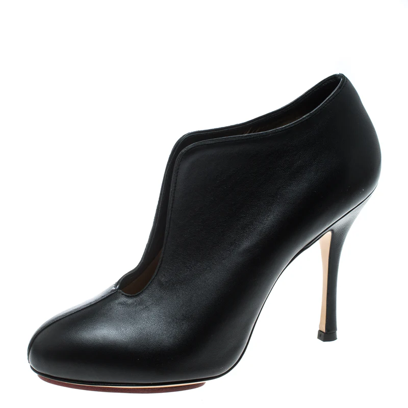 Charlotte Olympia Black Leather Ankle Booties