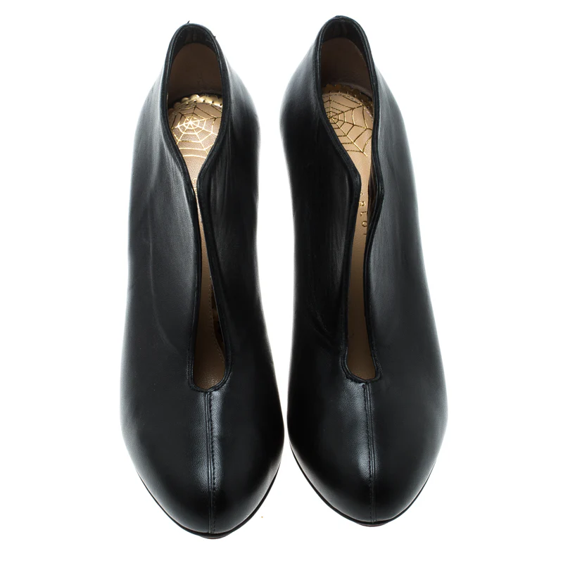 Charlotte Olympia Black Leather Ankle Booties - Image 3