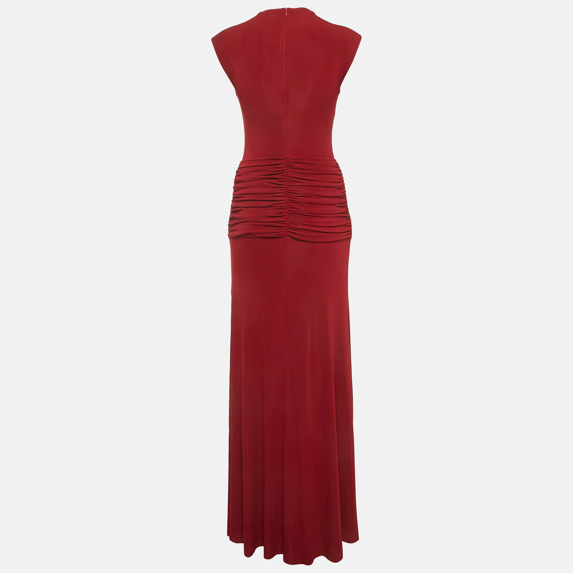Chats By C.dam Burgundy Jersey Knit Ruched Nana Maxi Dress - Image 3