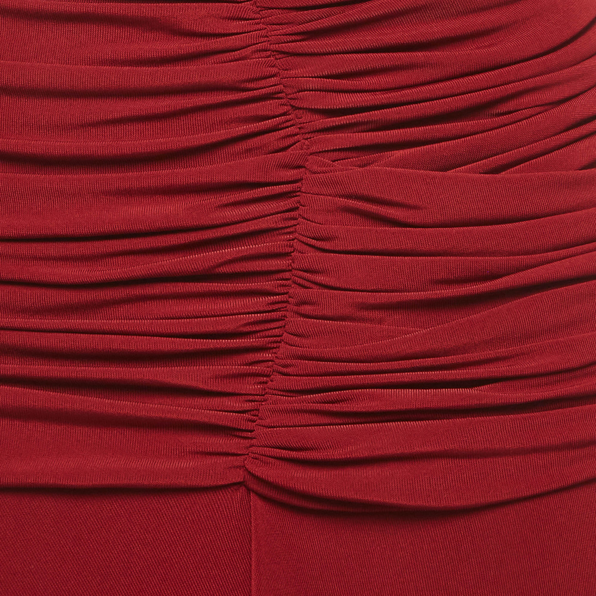 Chats By C.dam Burgundy Jersey Knit Ruched Nana Maxi Dress - Image 4