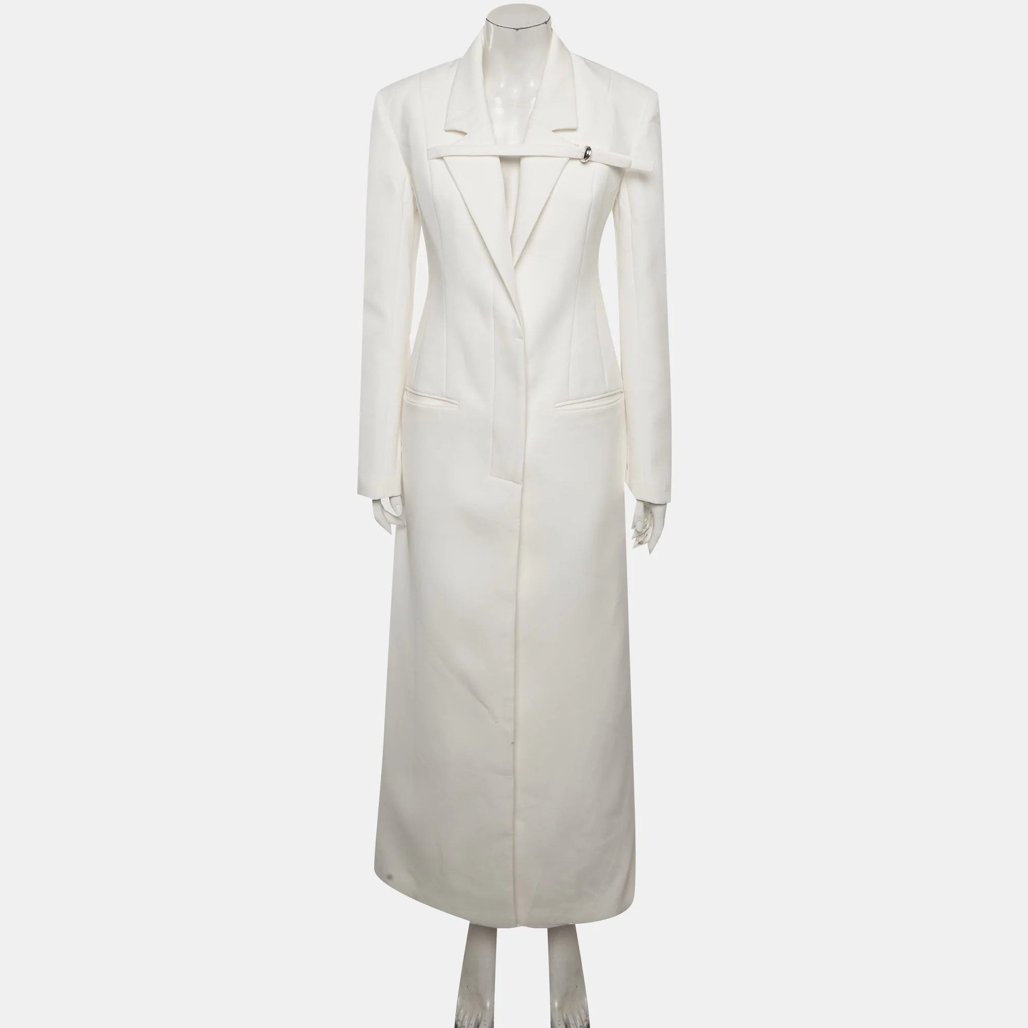 Chats By C.dam White Gabardine Tanglo Long Coat - Image 2