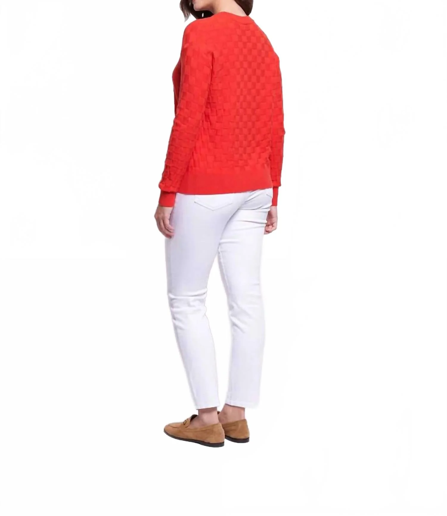Check List Sweater In Red - Image 2