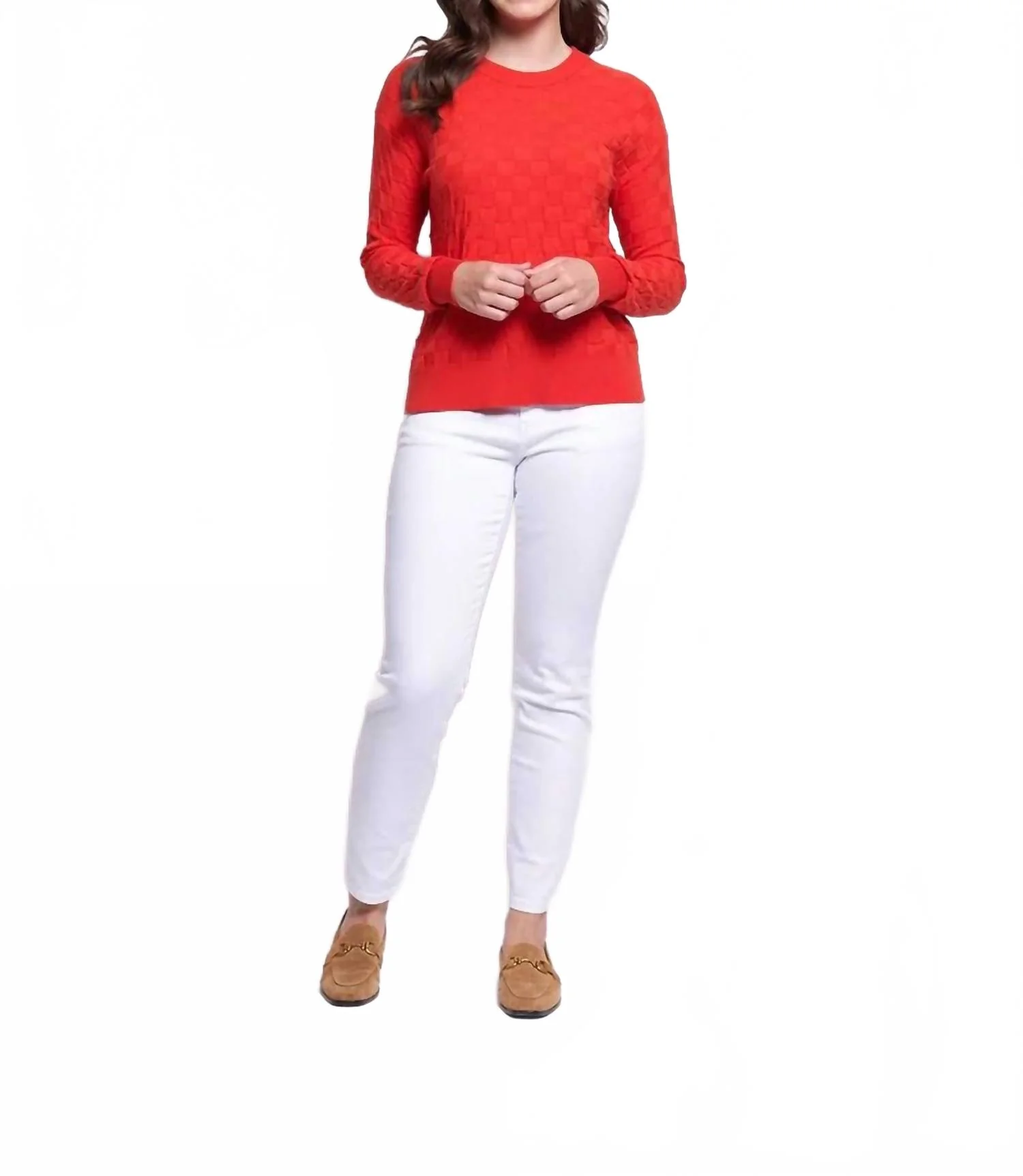 Check List Sweater In Red - Image 3