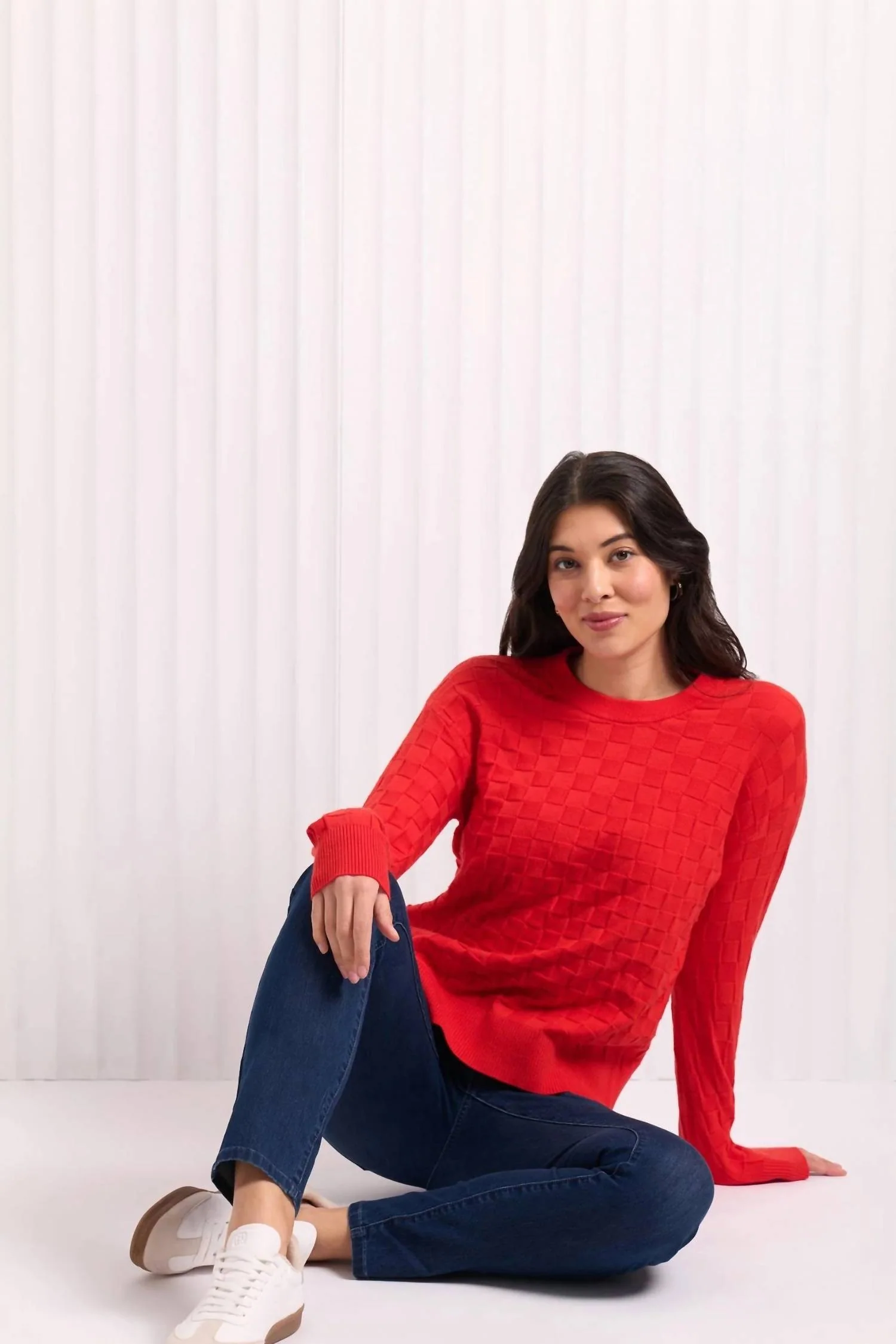 Check List Sweater In Red - Image 4