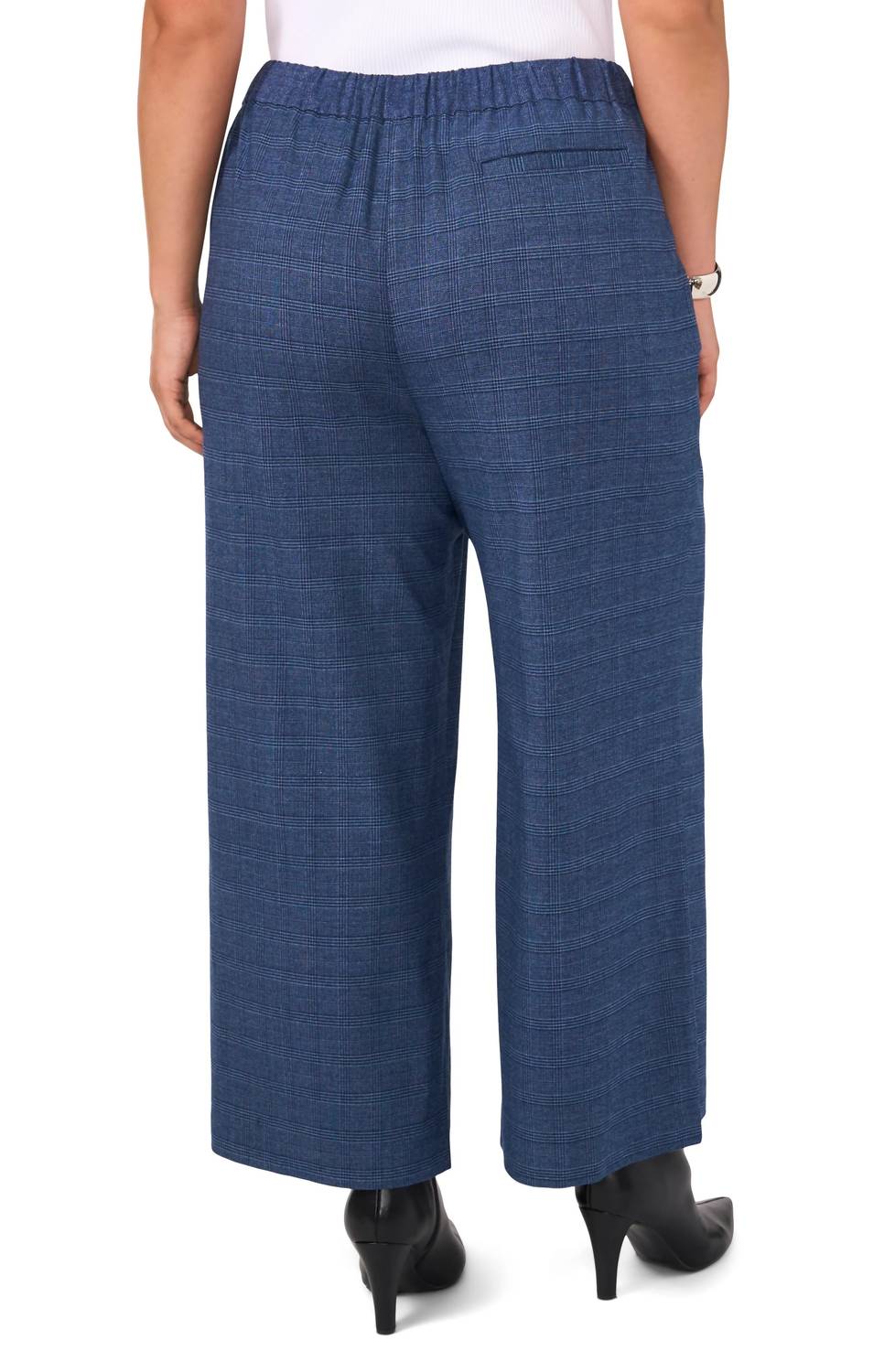 Checkered Wide-Leg Pants In Blue - Image 4