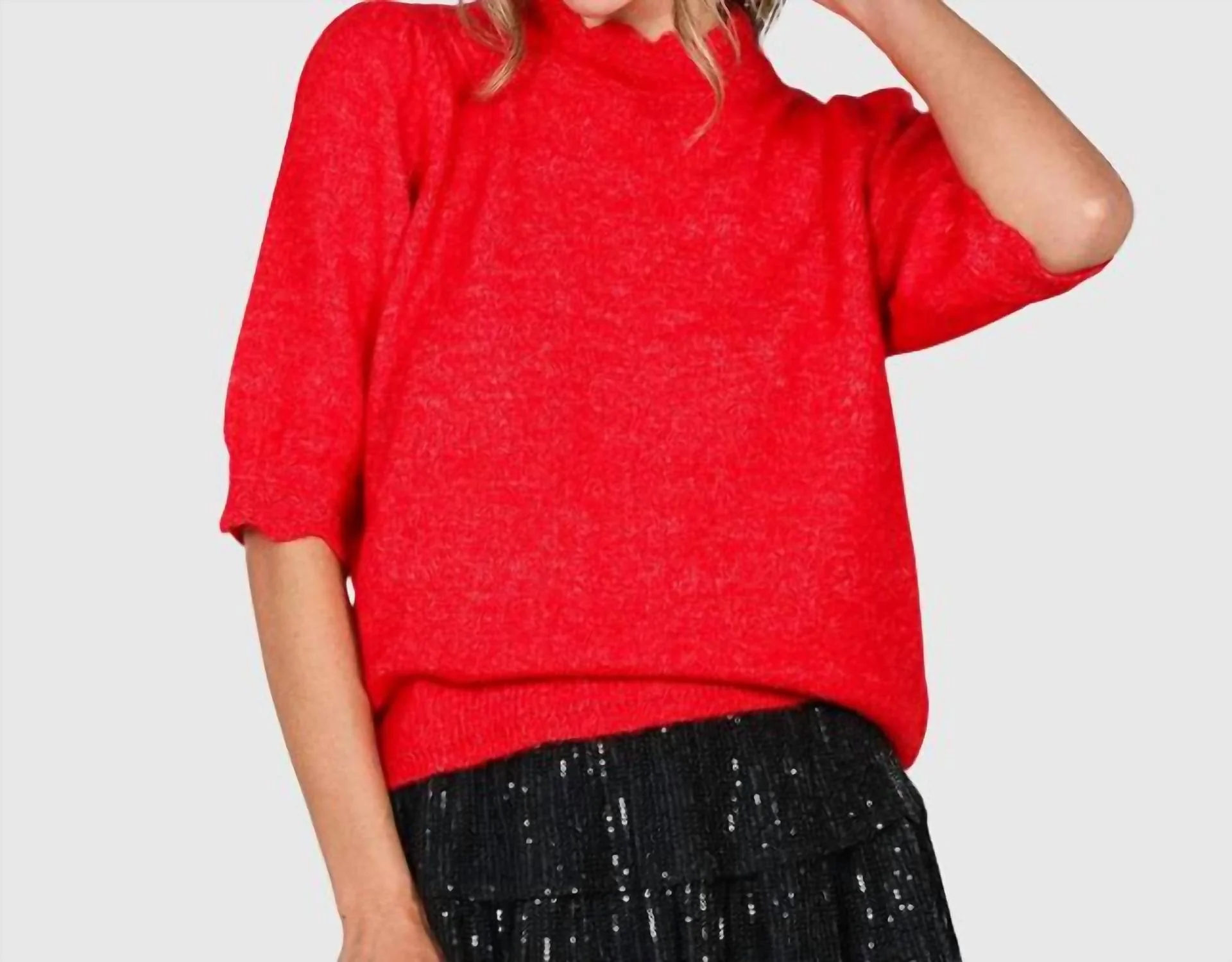 Cherry Crush Sweater Top In Red