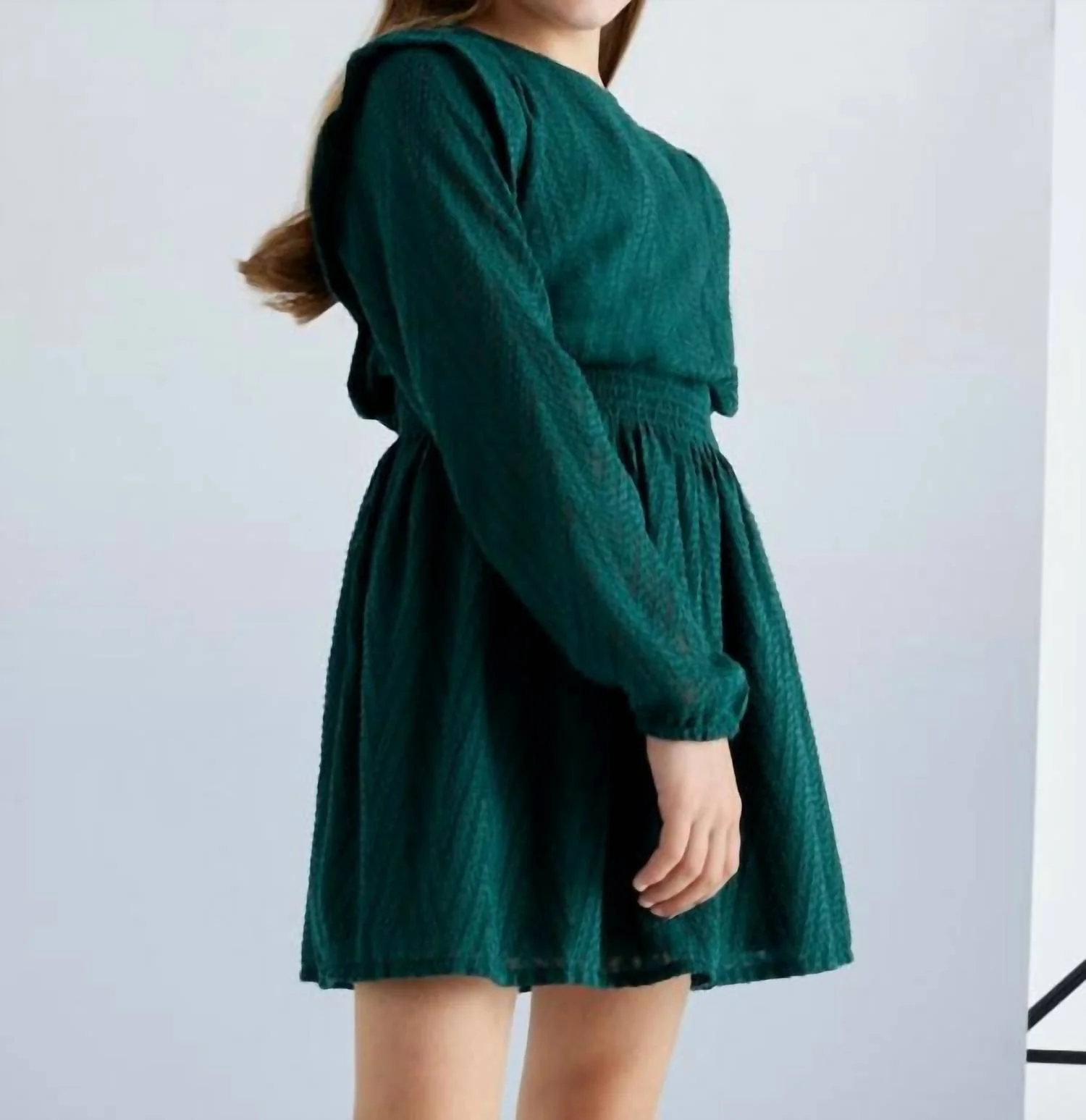 Chevron Print Dress In Green
