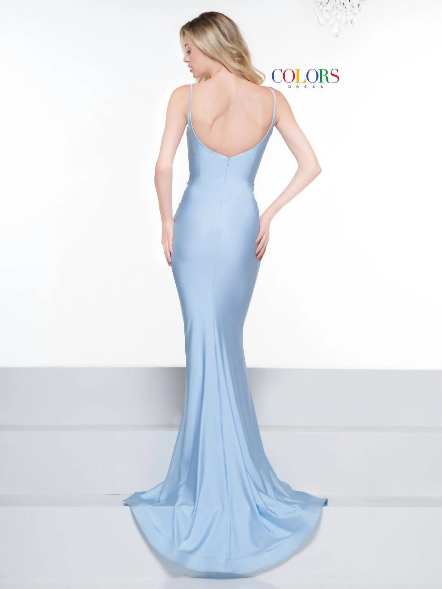 Chic Satin Lycra Evening Gown In Cornflower - Image 3