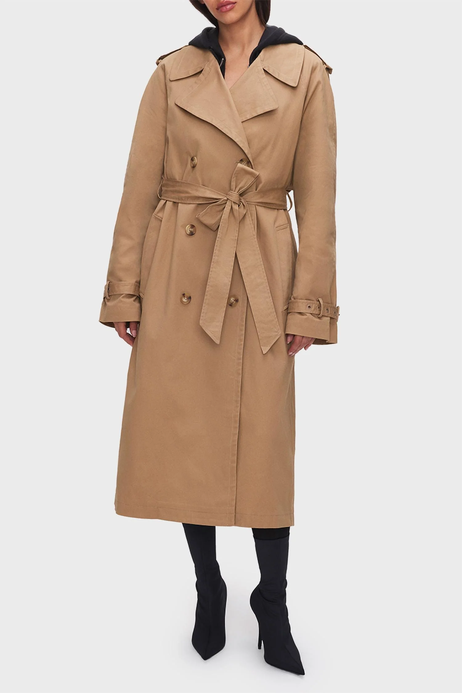 Chino Trench Coat In Khaki