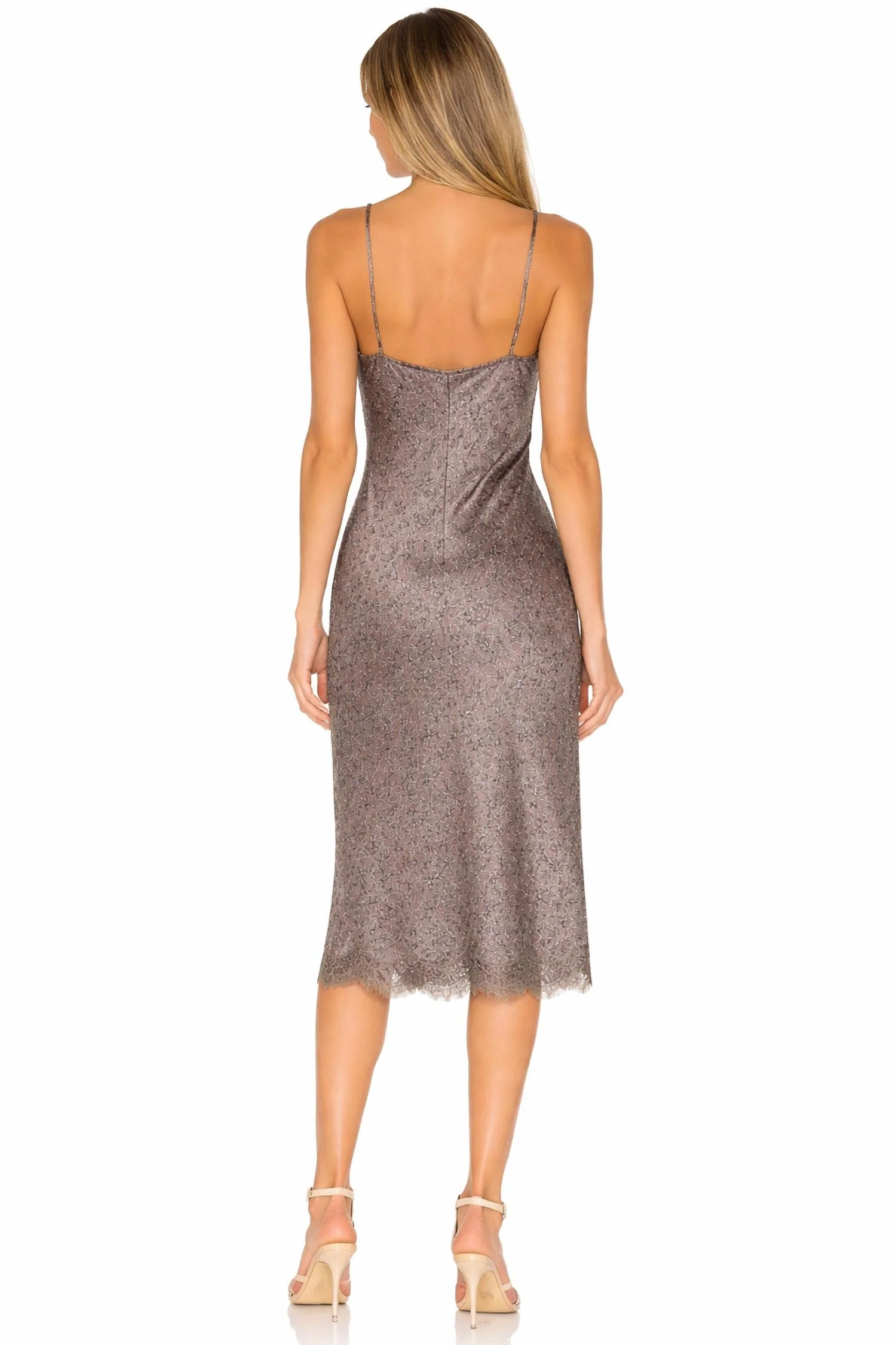 Chloe Silk Printed Dress In Taupe Stained Glass Print - Image 2