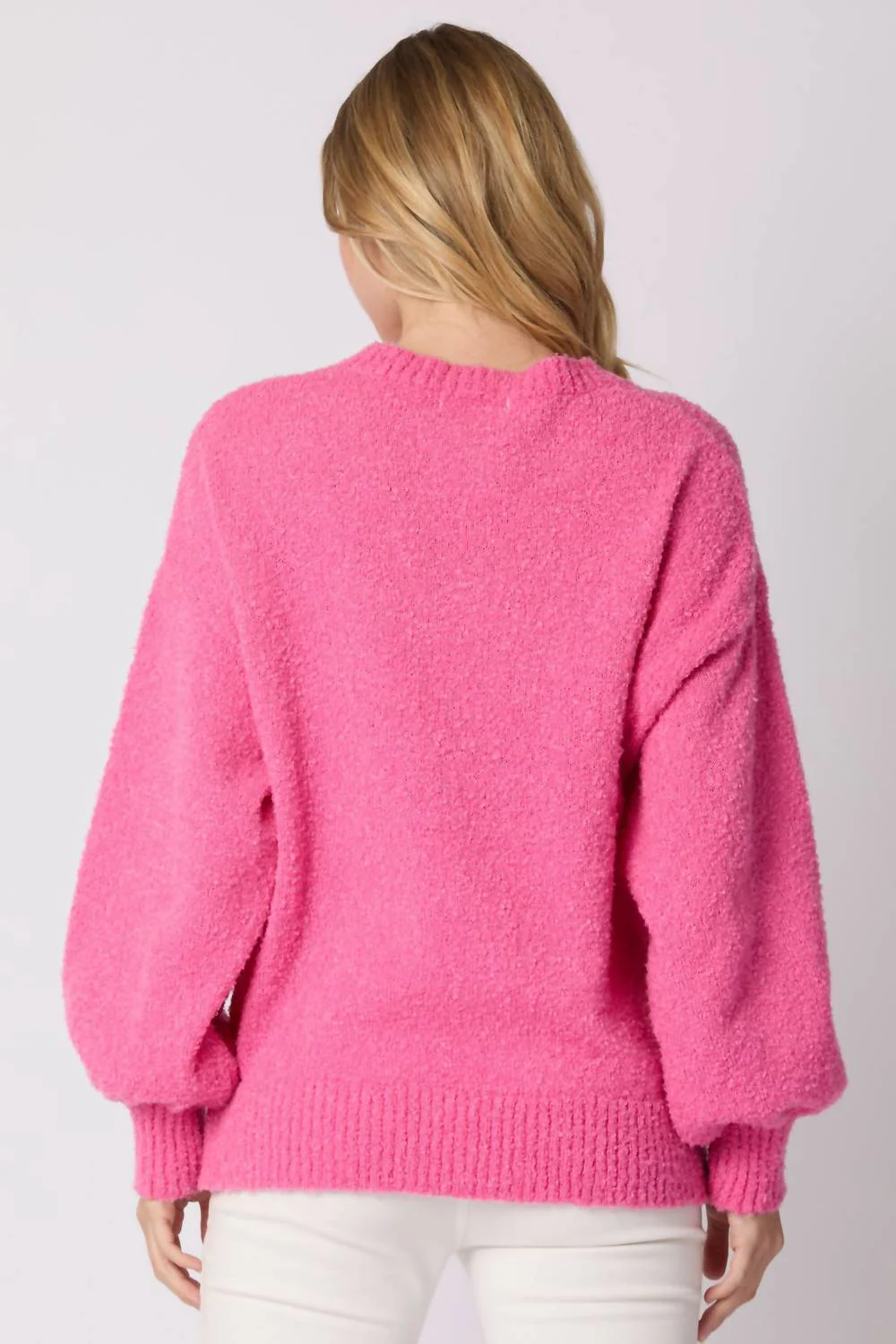Christmas Tree Lurex Thread Embroidery Sweater In Pink - Image 2