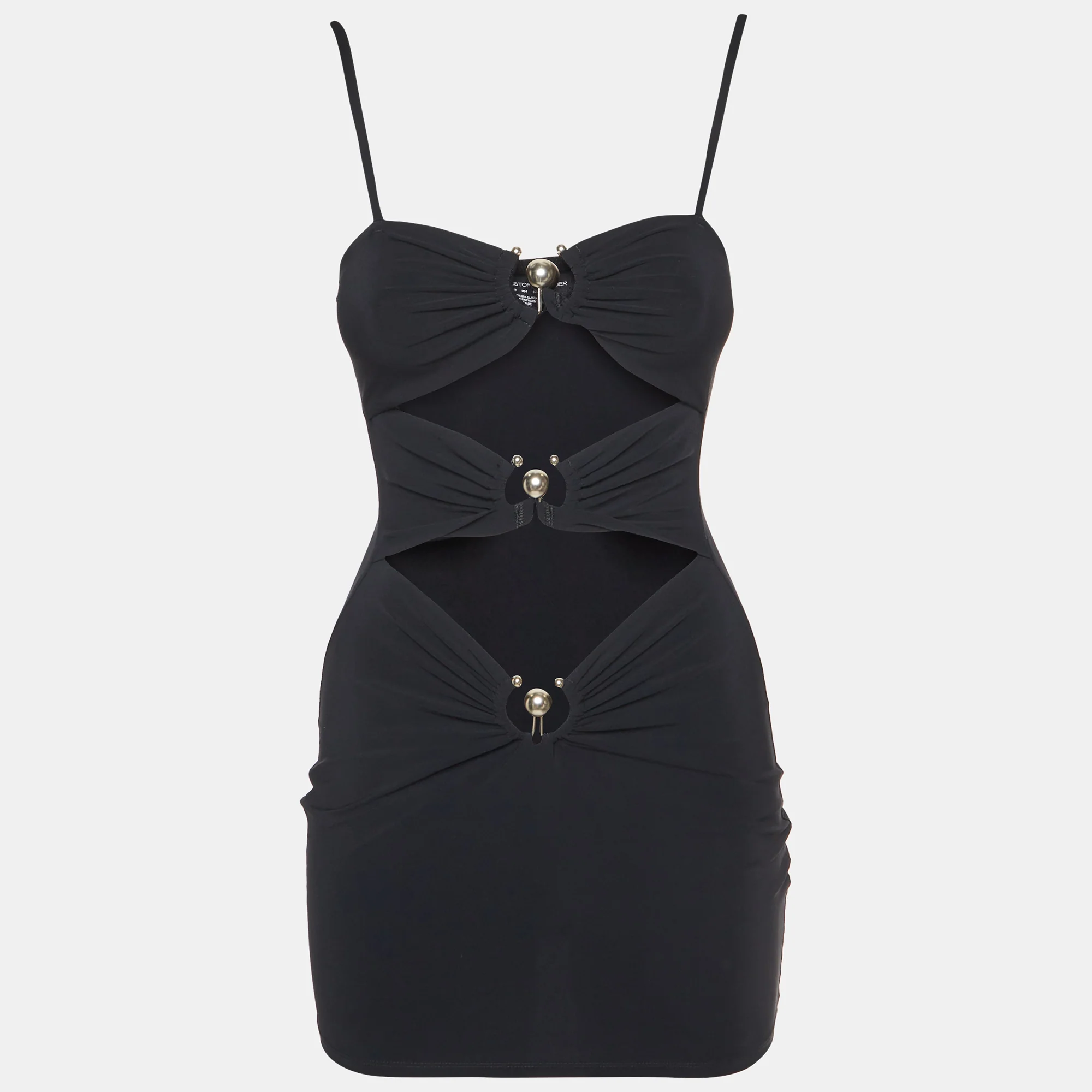 Christopher Esber Black Jersey Pierced Orbit Mini Dress