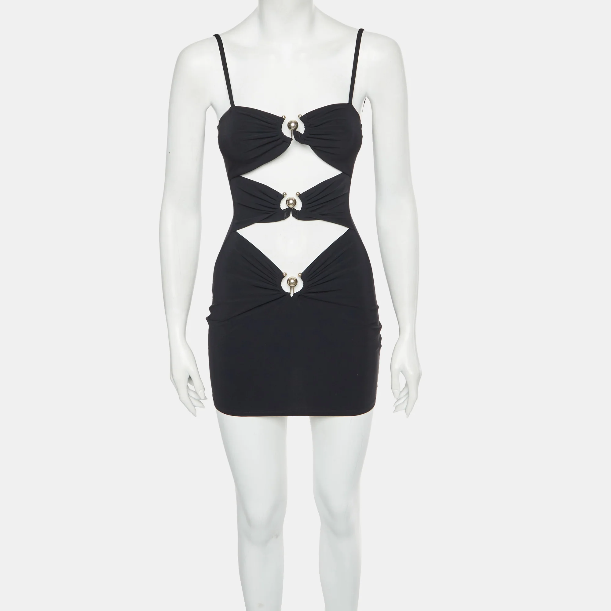 Christopher Esber Black Jersey Pierced Orbit Mini Dress - Image 2