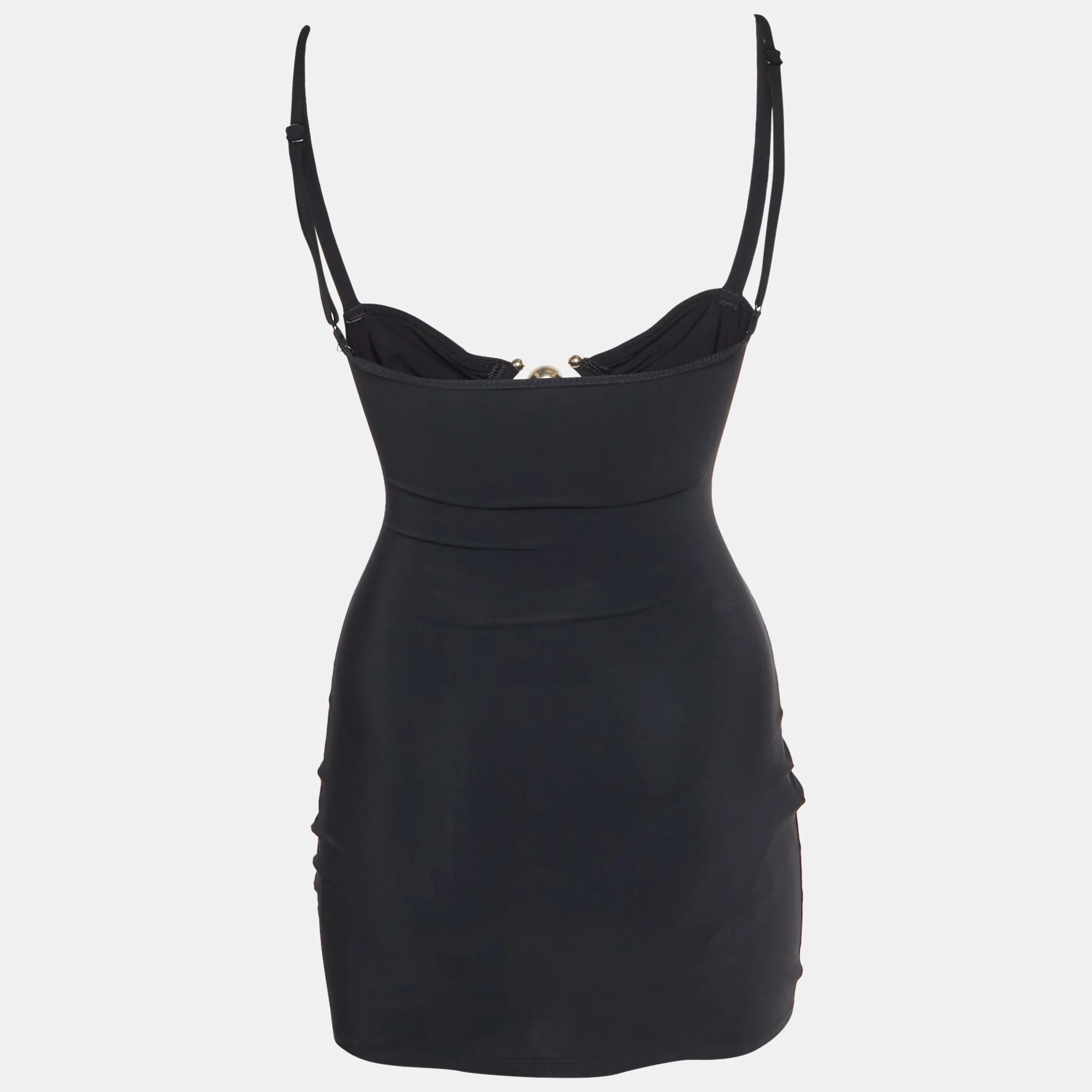 Christopher Esber Black Jersey Pierced Orbit Mini Dress - Image 3