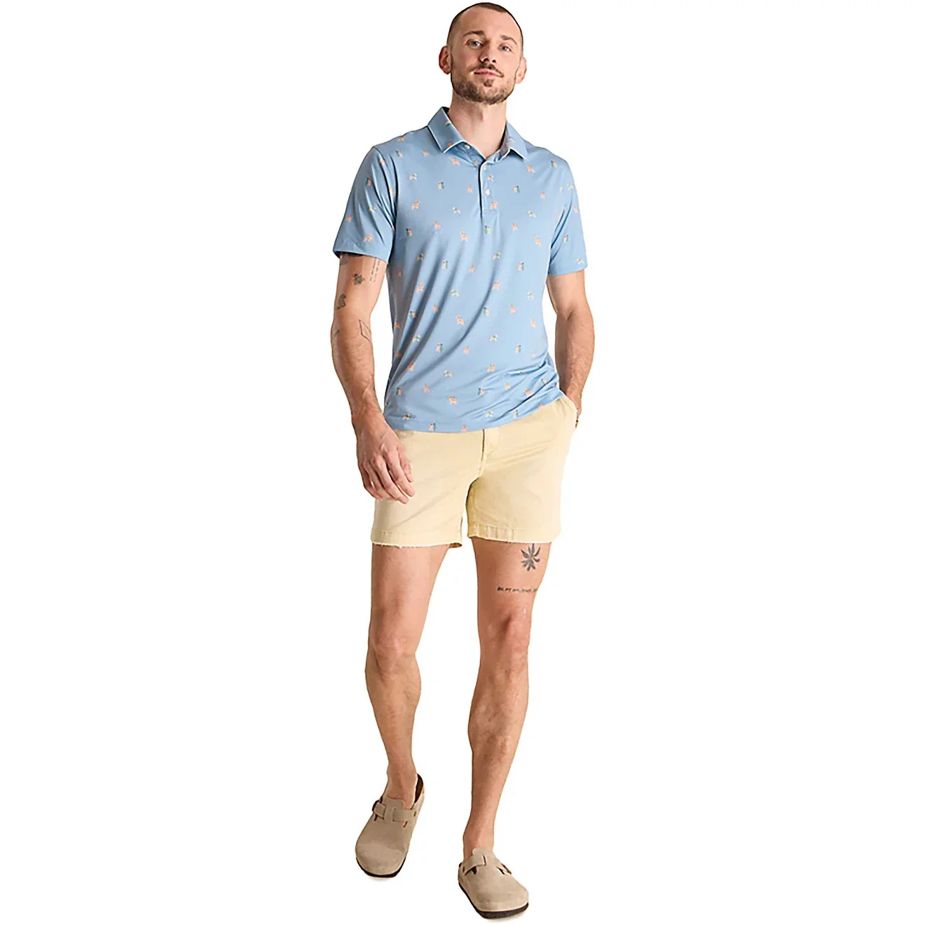 Chubbies The Barkin' Up The Wrong Tree Polo Shirt Men's Blue Performance RED250 - Image 5