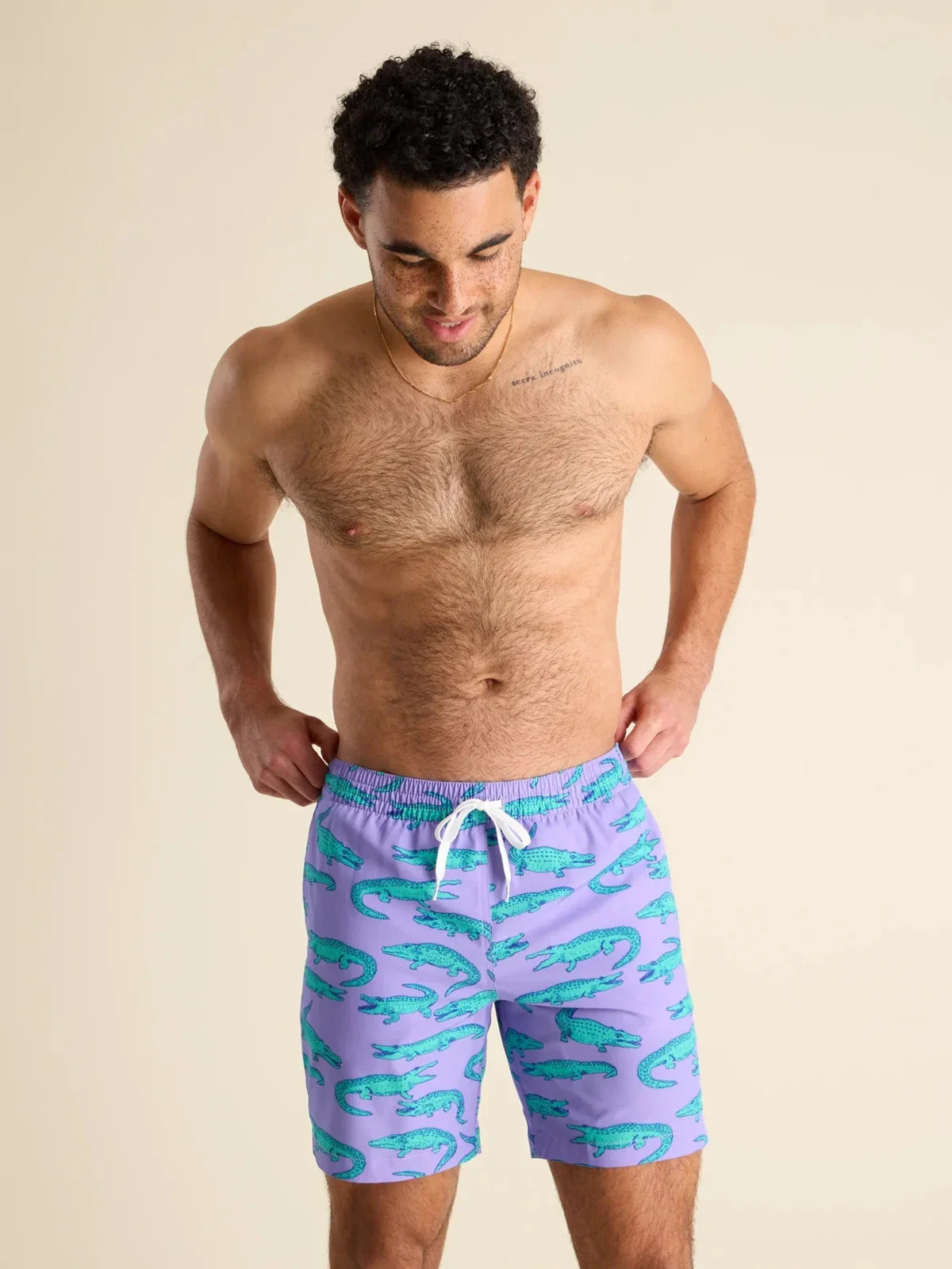Chubbies The Gem Glades Swim Trunk Men's Purple Alligator Brief Lined JZZ1034