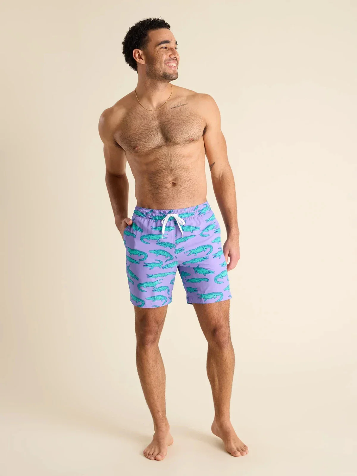 Chubbies The Gem Glades Swim Trunk Men's Purple Alligator Brief Lined JZZ1034 - Image 3