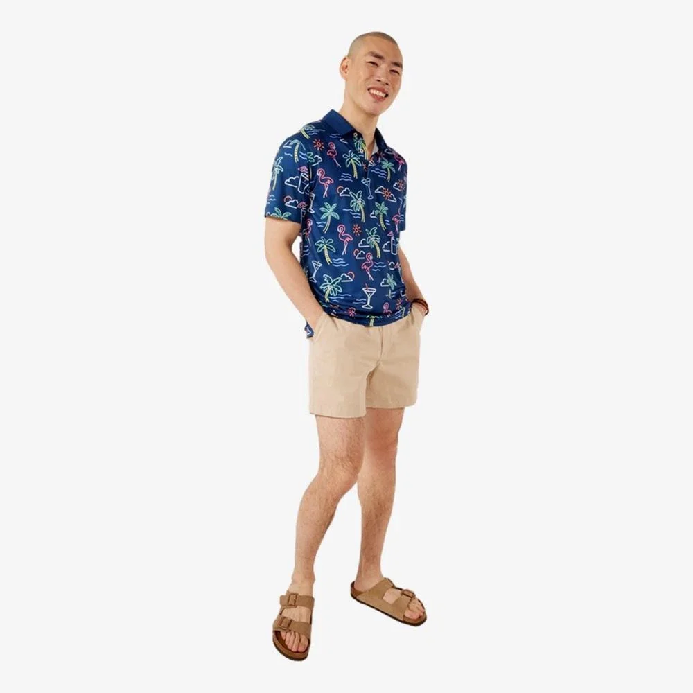 Chubbies The Neon Light Polo Shirt Mens Navy Printed Golf Performance DDR3000 - Image 4