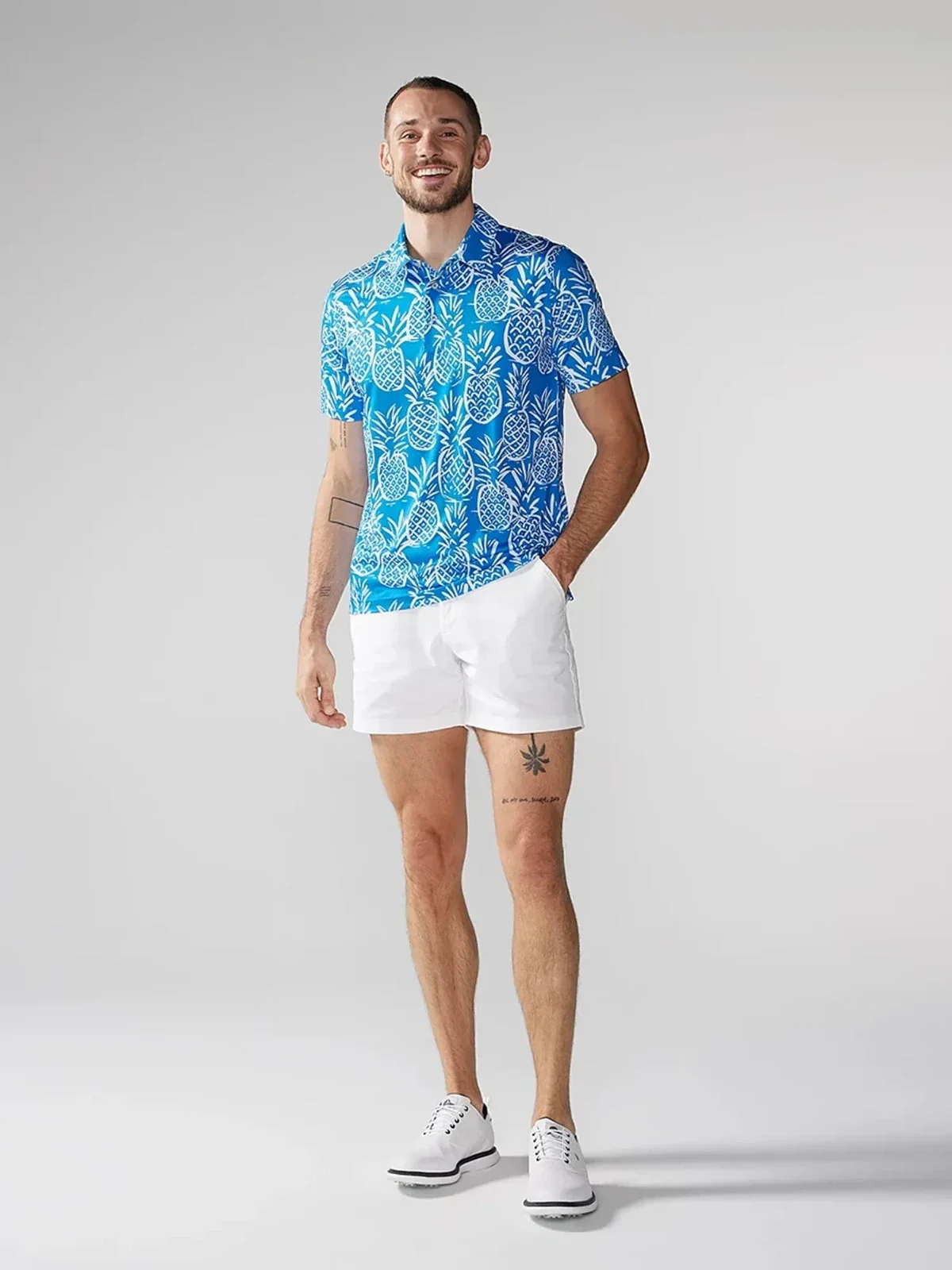 Chubbies The Thigh Napple Polo Shirt Men's Blue Pineapple Performance JDM2484 - Image 5