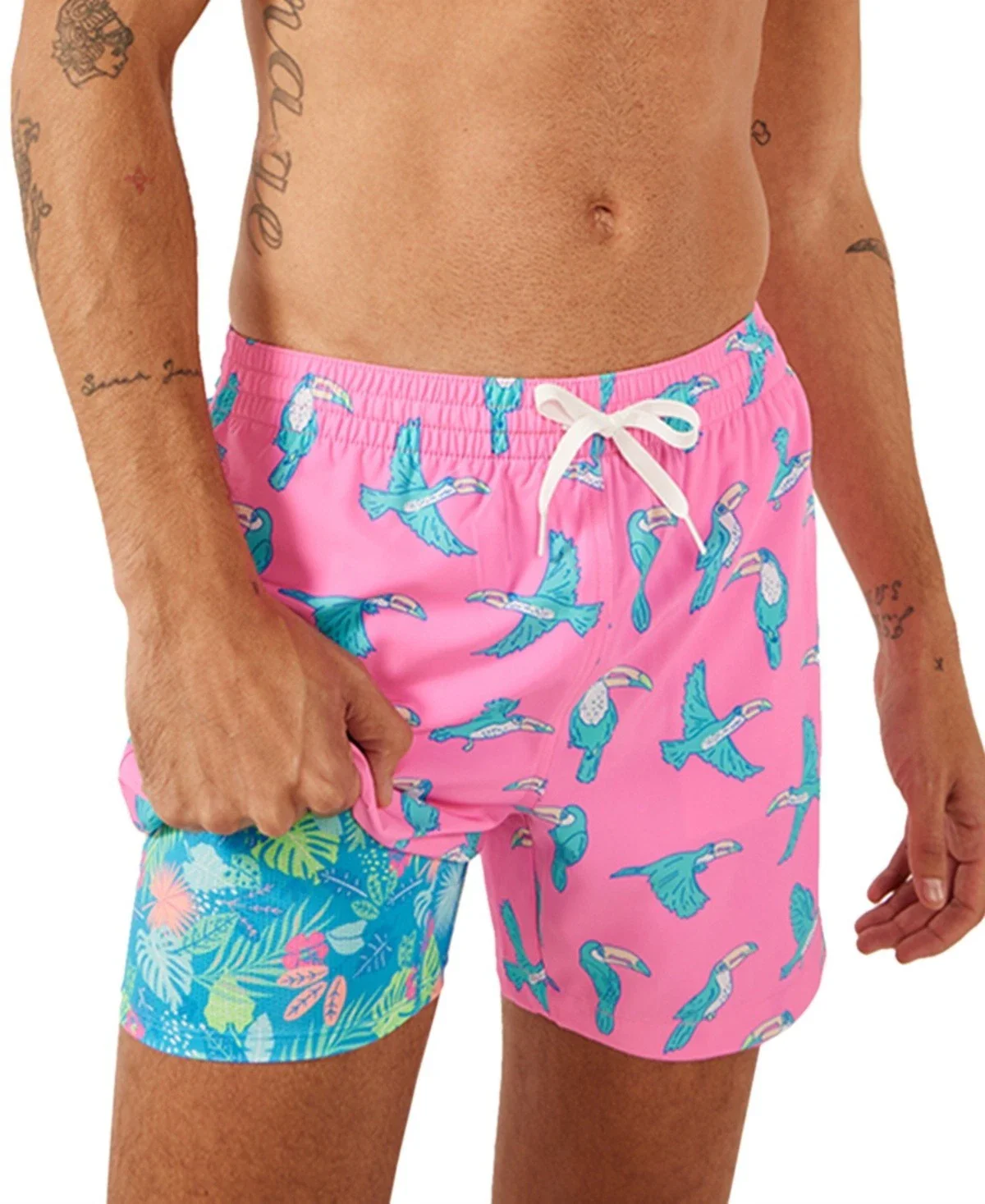 Chubbies the Toucan Do Its Swim Trunk Men's Pink Drawstring Waist DSGL641 - Image 2