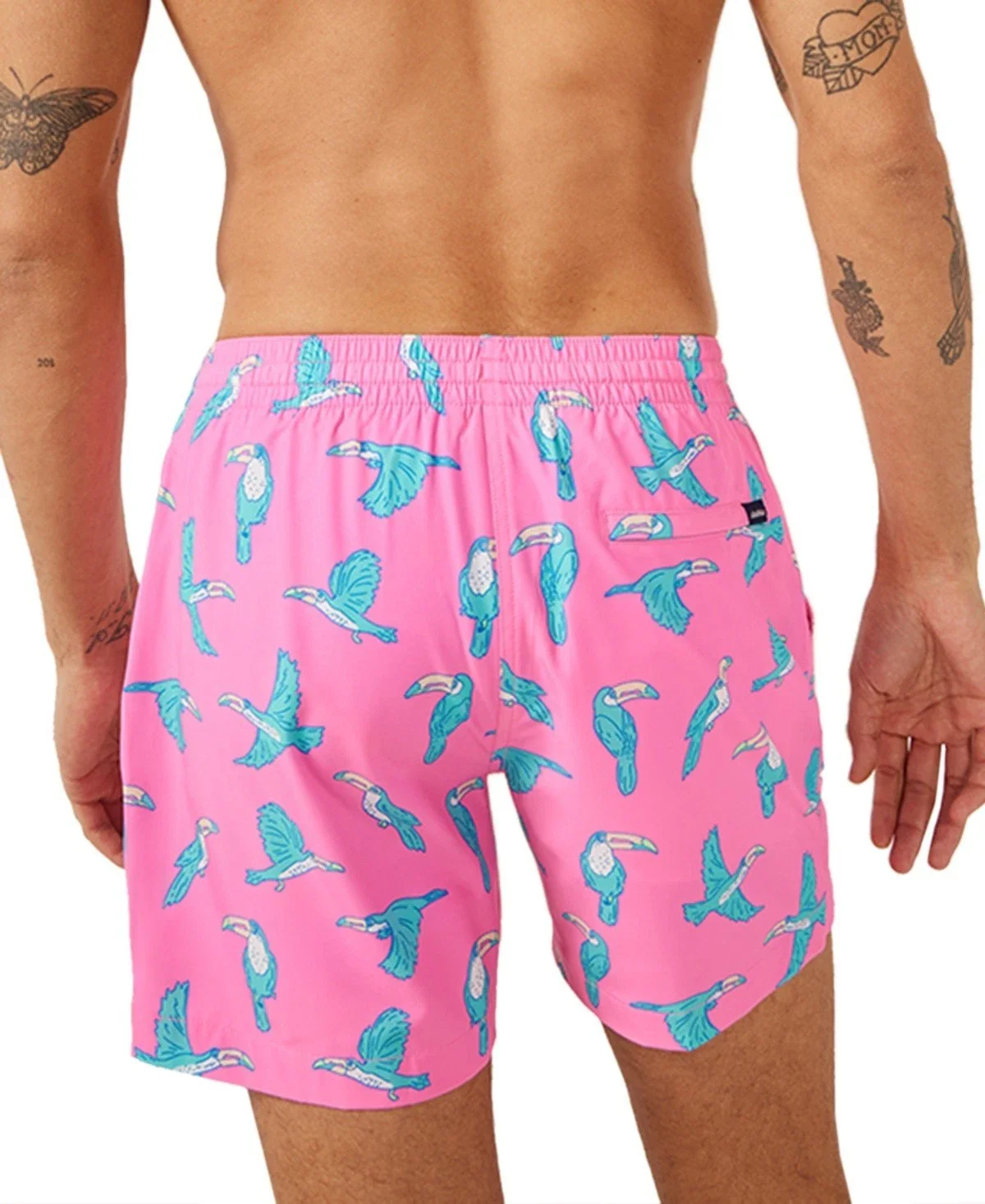 Chubbies the Toucan Do Its Swim Trunk Mens Pink Stretch Drawstring Waist DSGL638 - Image 5