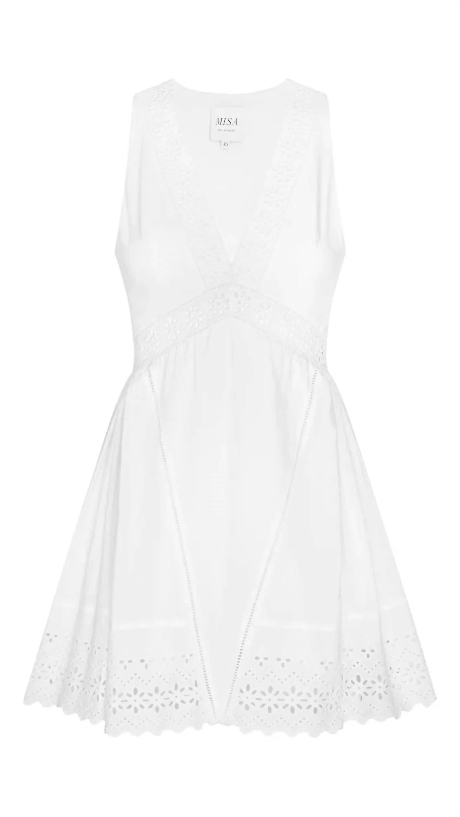 Cicely Eyelet Mini Dress In Cream - Image 3