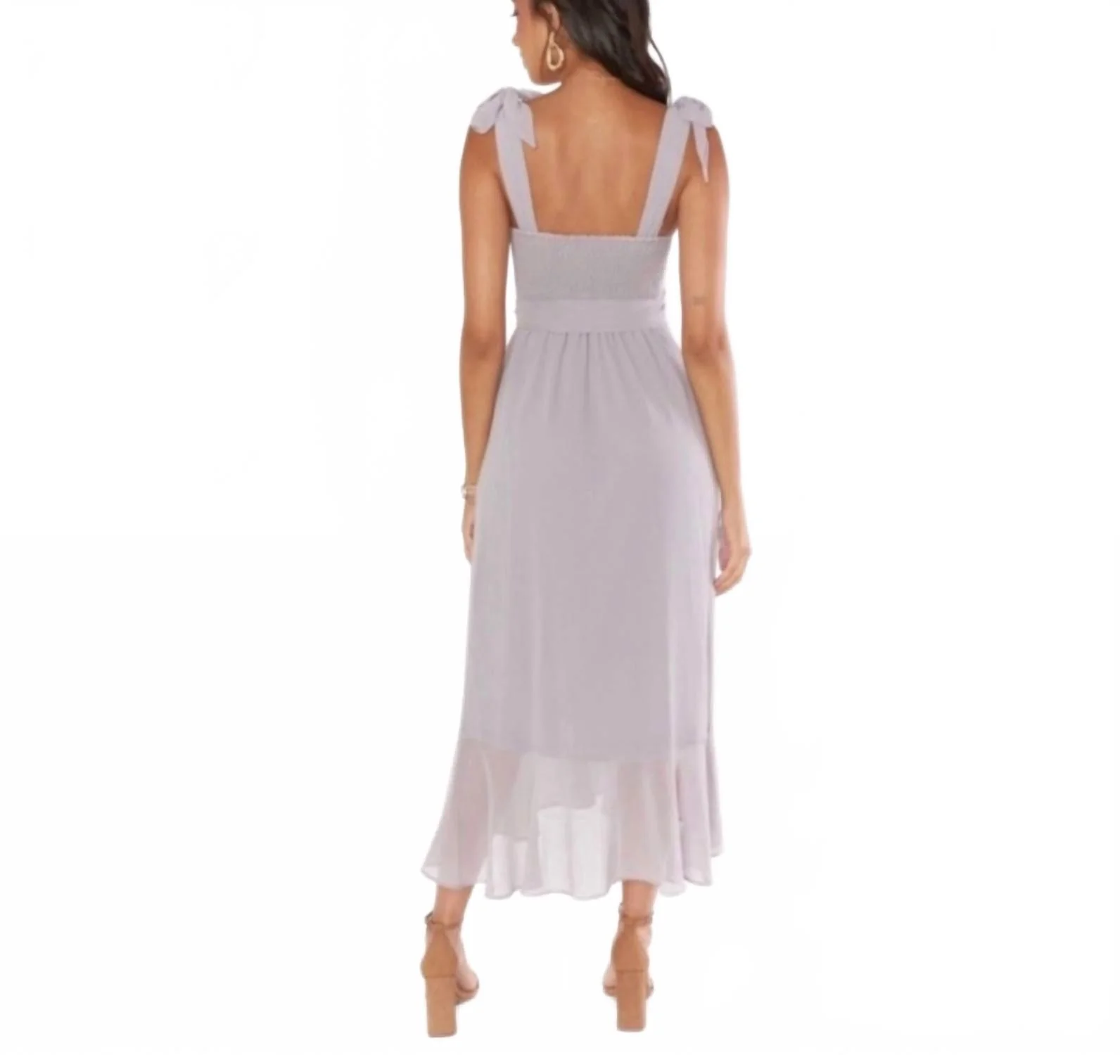 Claire Chiffon Midi Dress In Dove Gray - Image 2