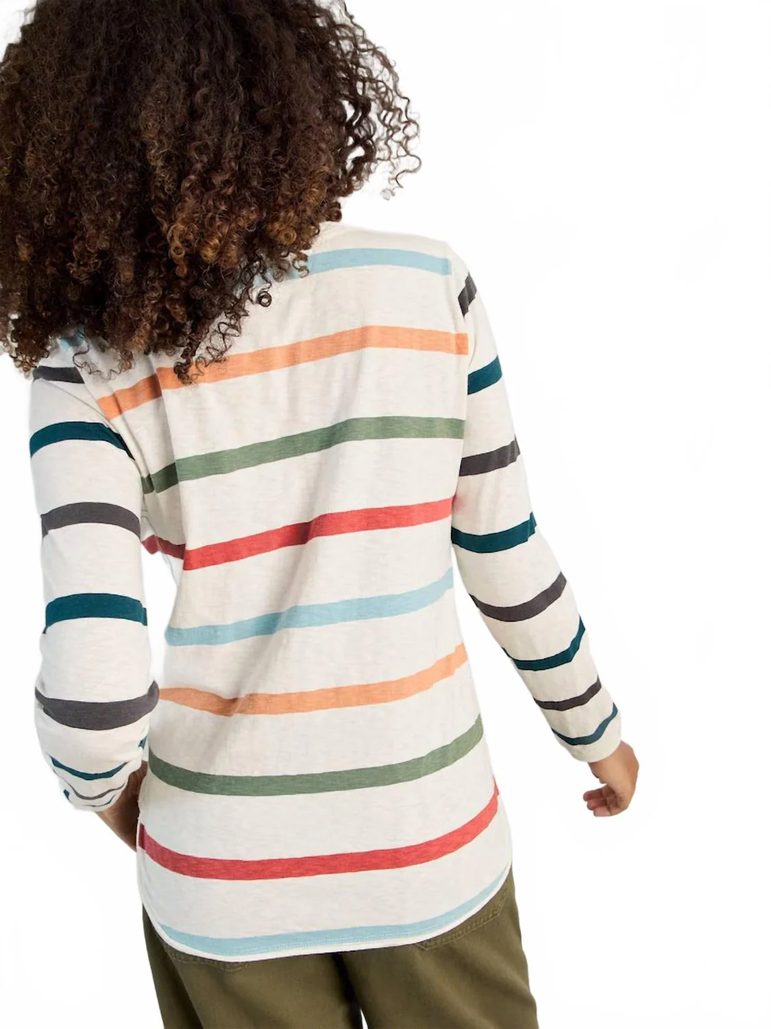Clara Long Sleeve Stripe Tee In Ivory Multi - Image 2