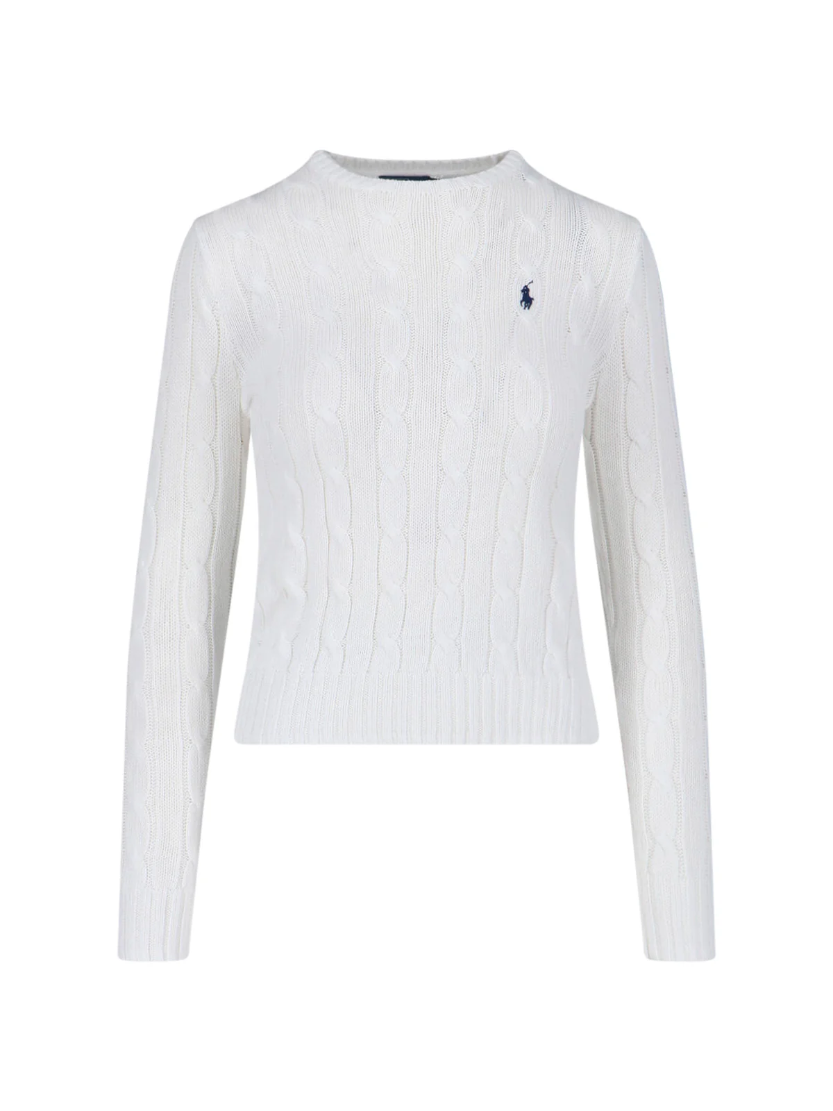 Classic Cable Knit Sweater with Contrast Logo