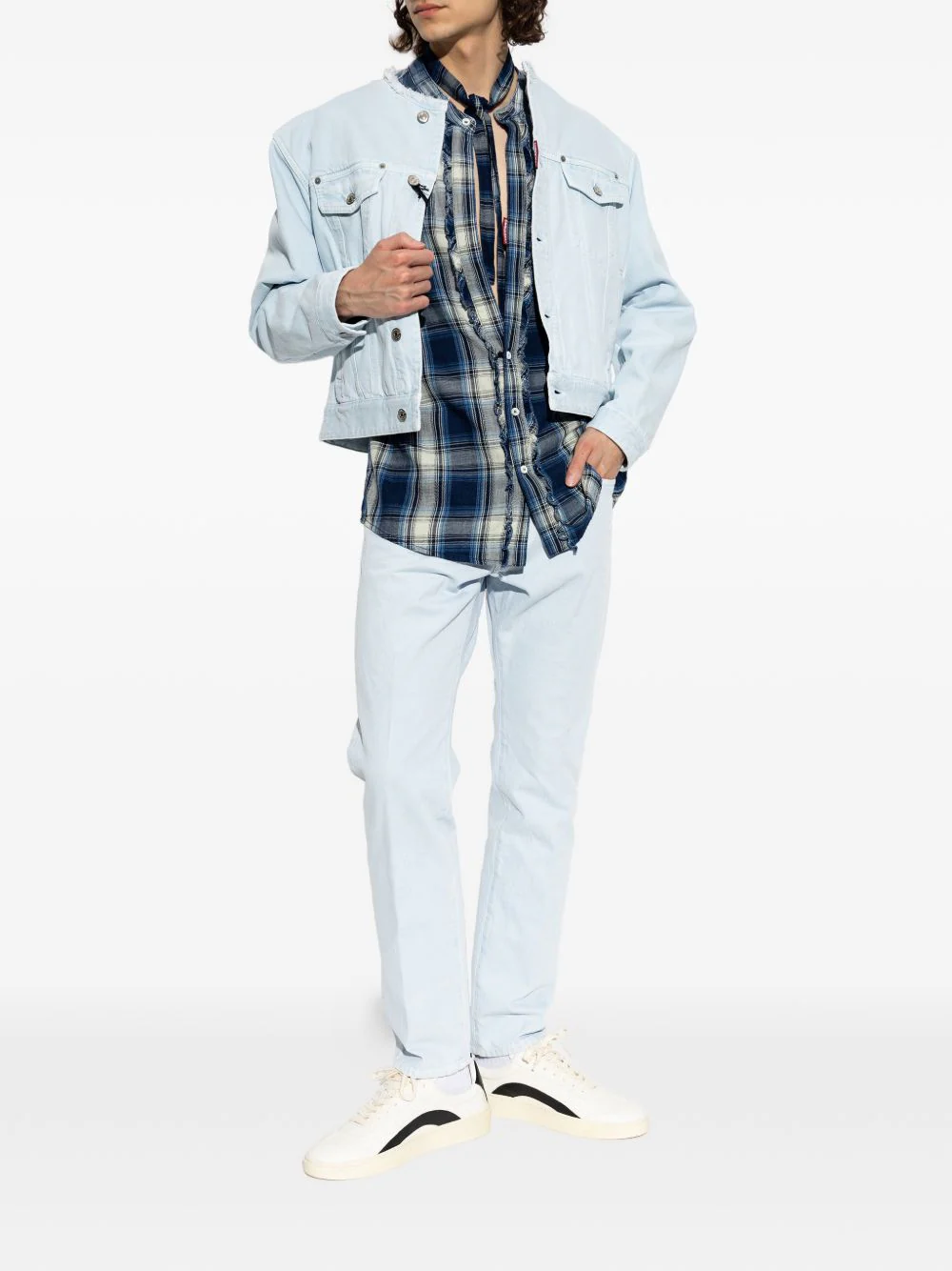 Classic Minimalist Zip Front Denim Jacket - Image 2