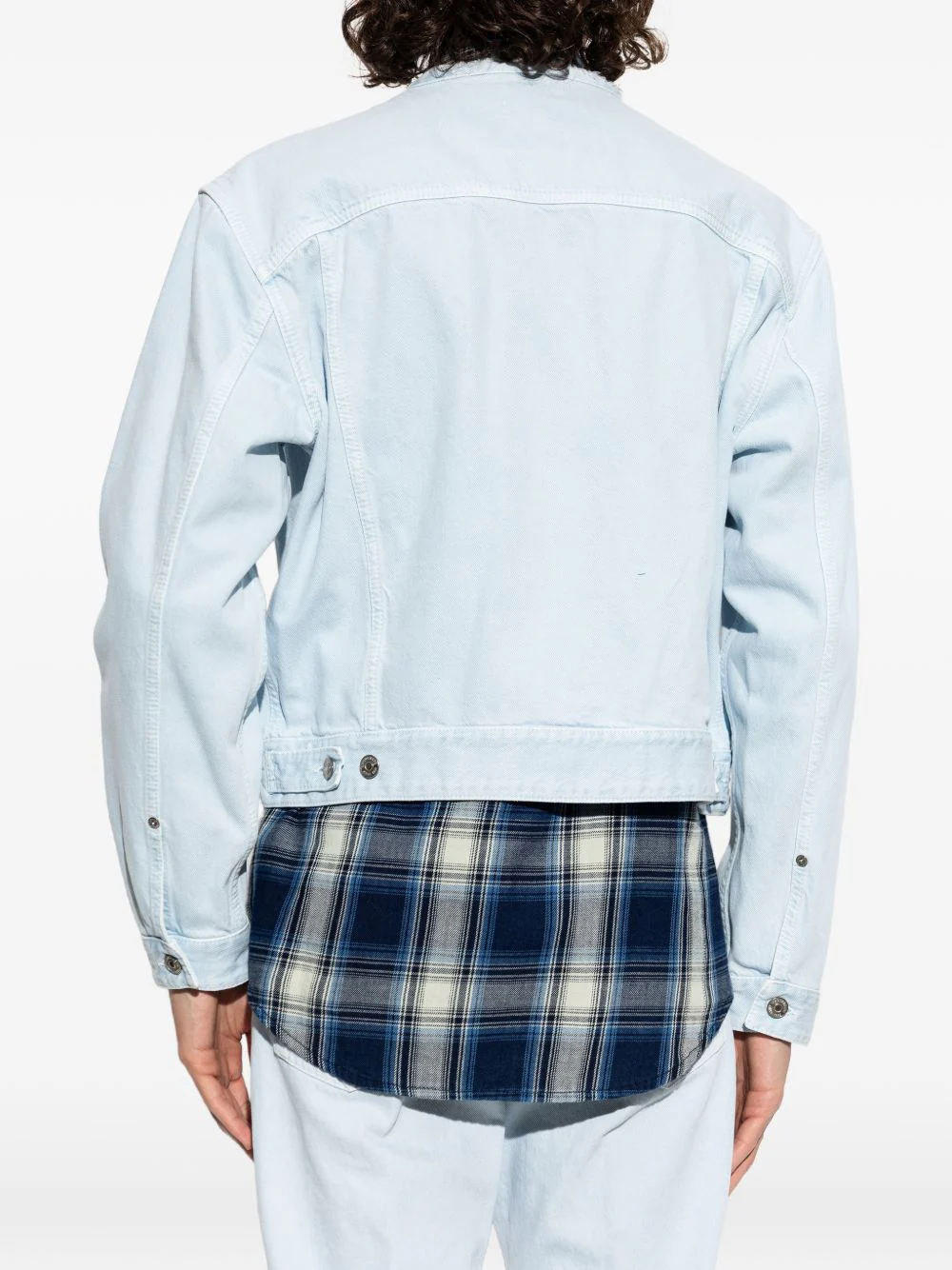 Classic Minimalist Zip Front Denim Jacket - Image 4