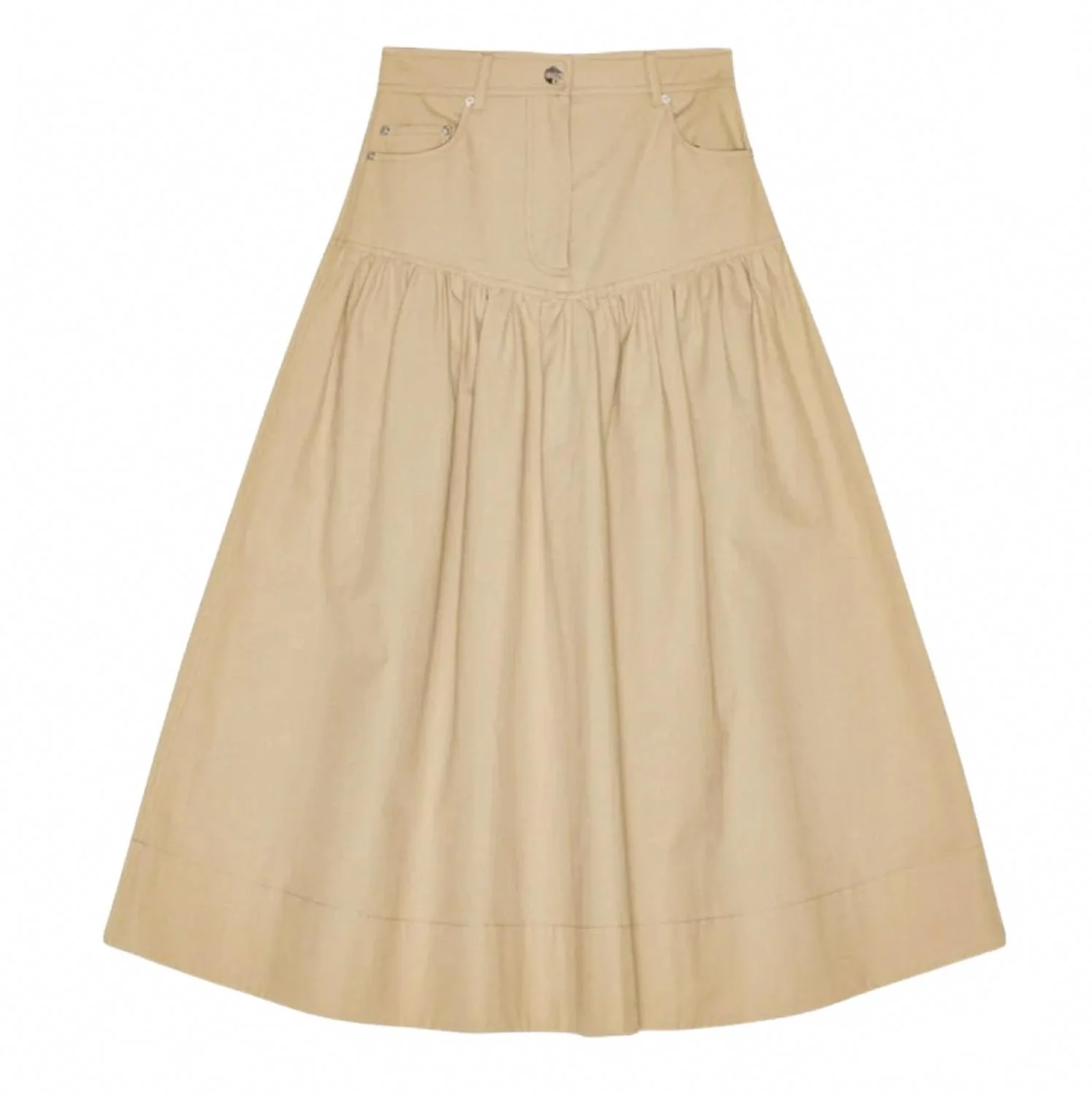 Classic Summer Suiting Long Skirt In Pale Khaki - Image 2